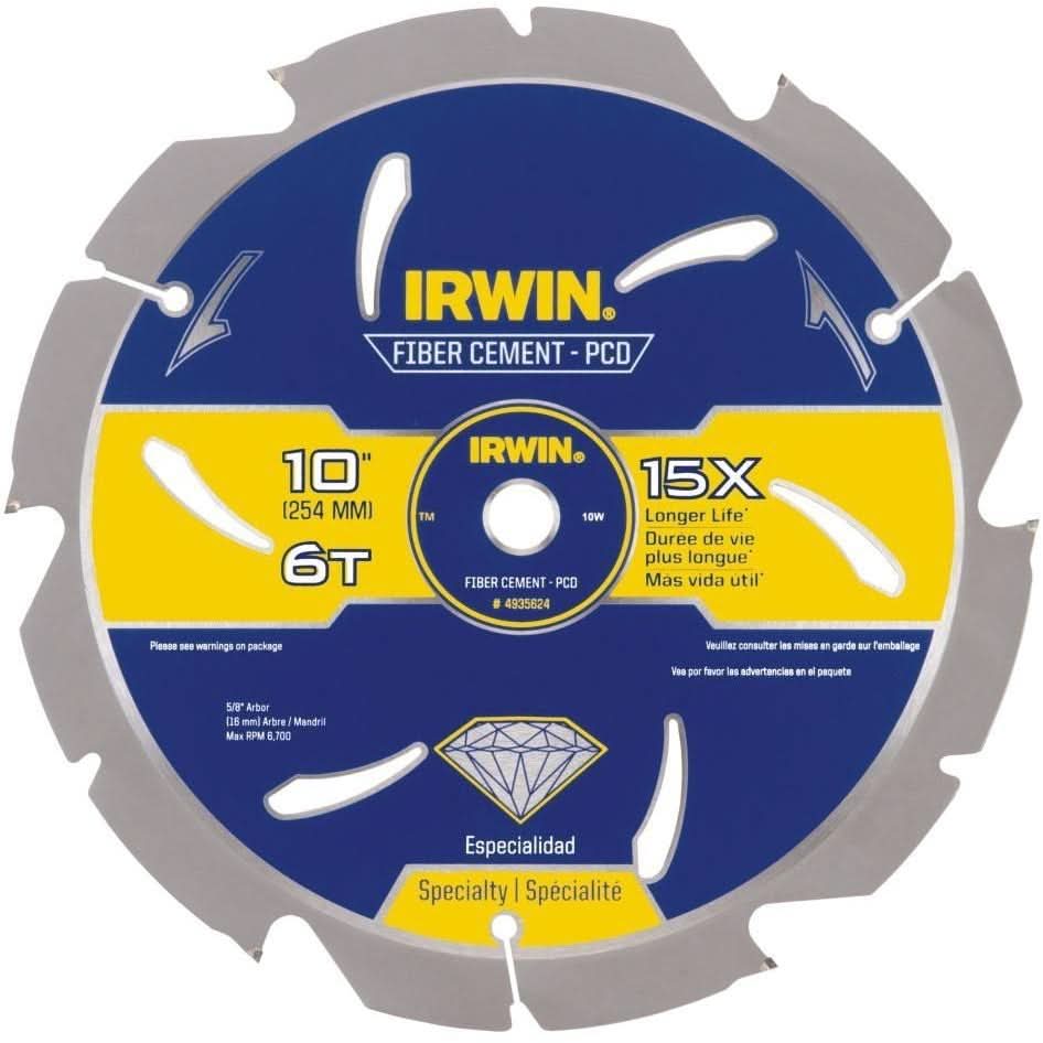 Irwin 4935624 PCD Fiber Cement Blade 10 in. 6T - Image 1