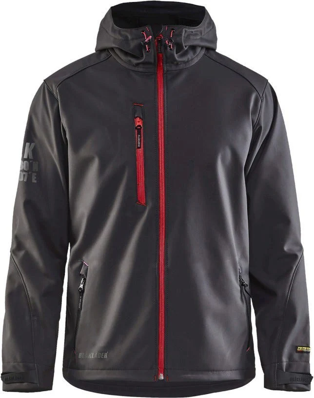 Blaklader 49392517 Pro Softshell Jacket, Dark Grey / Red - Image 1