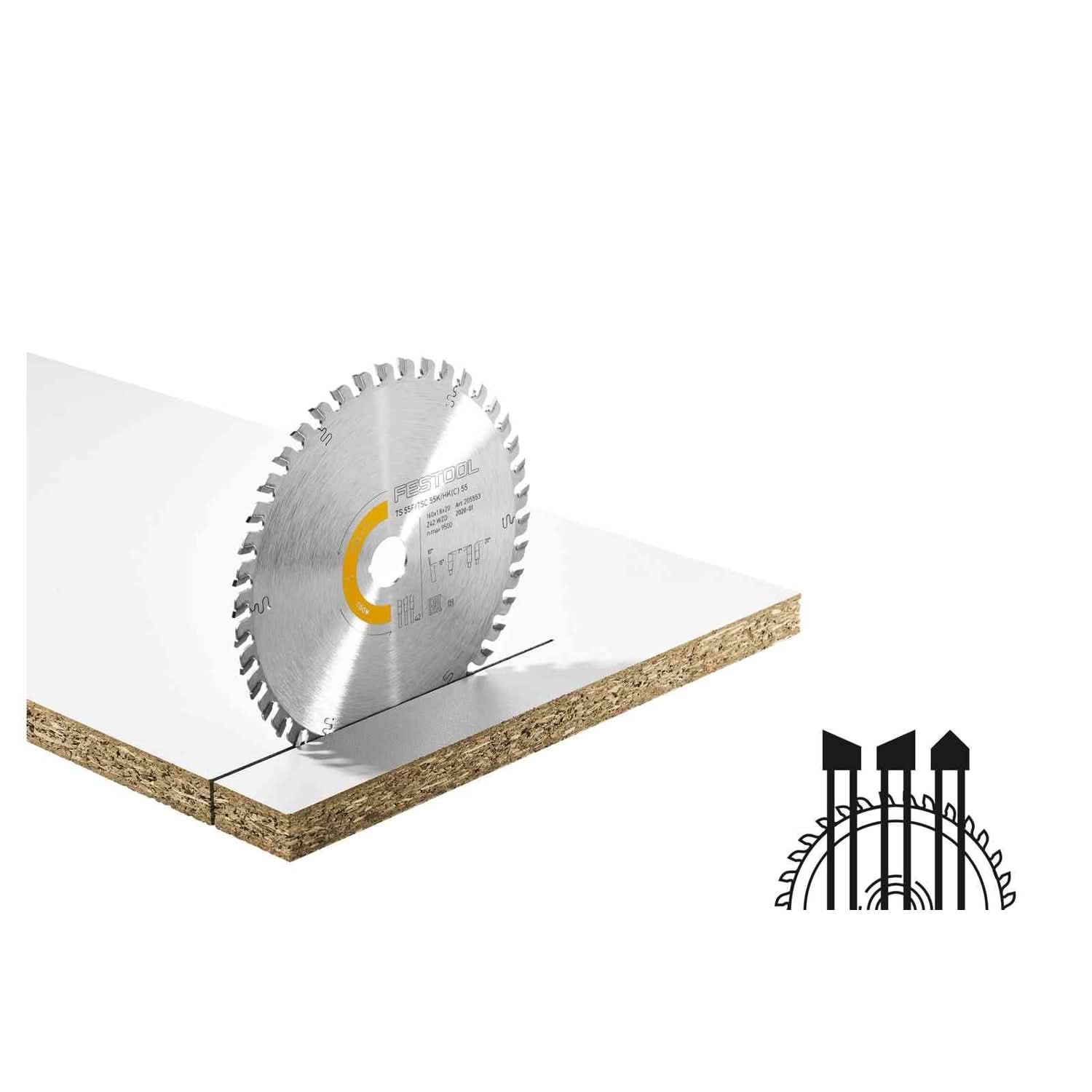 Festool 495377 HW 160x2,2x20 W48 Fine Cut Wood Saw Blade for TS 55 / TSC 55 - Image 1