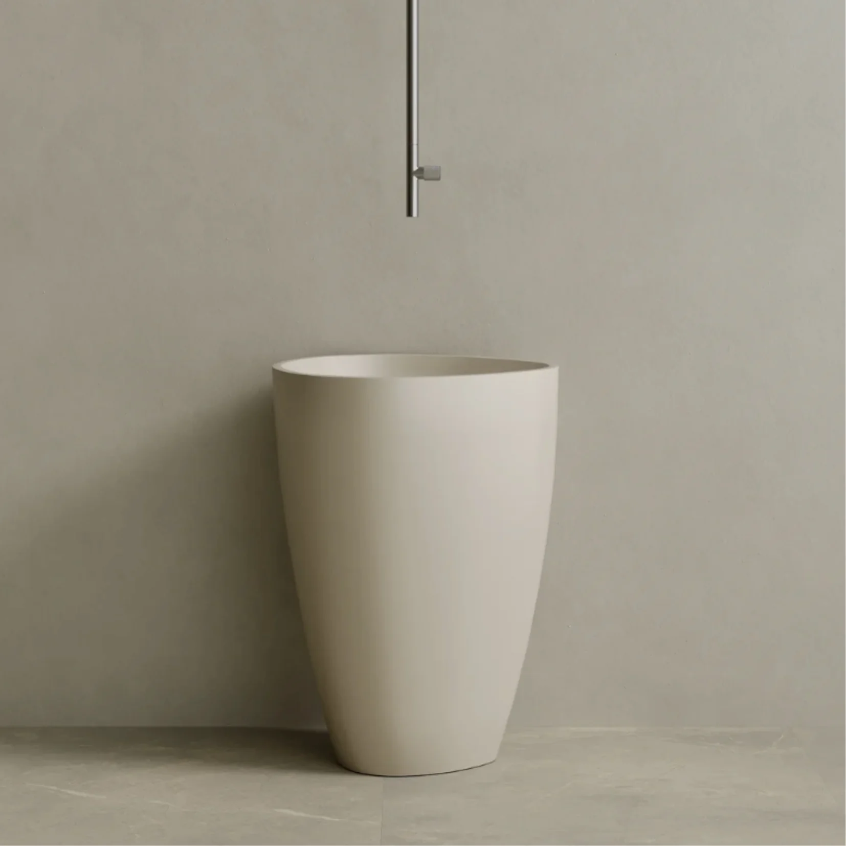 ELEMENTO BATH | 18" x 33" SOLID SURFACE STONE RESIN ROUND PEDESTAL SINK | $1,478.50 - $1,556.20 - Image 2