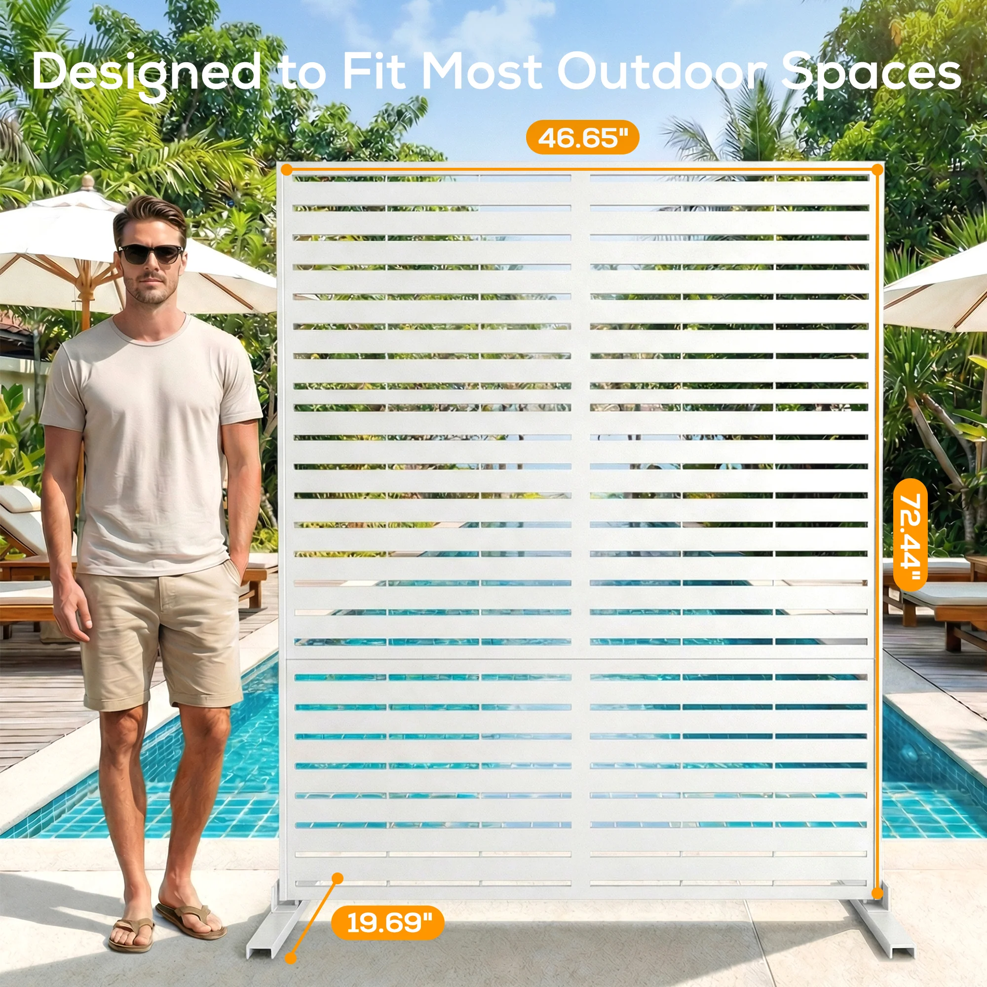 Advwin Freestanding Metal Privacy Screen w/ Stand - Image 3