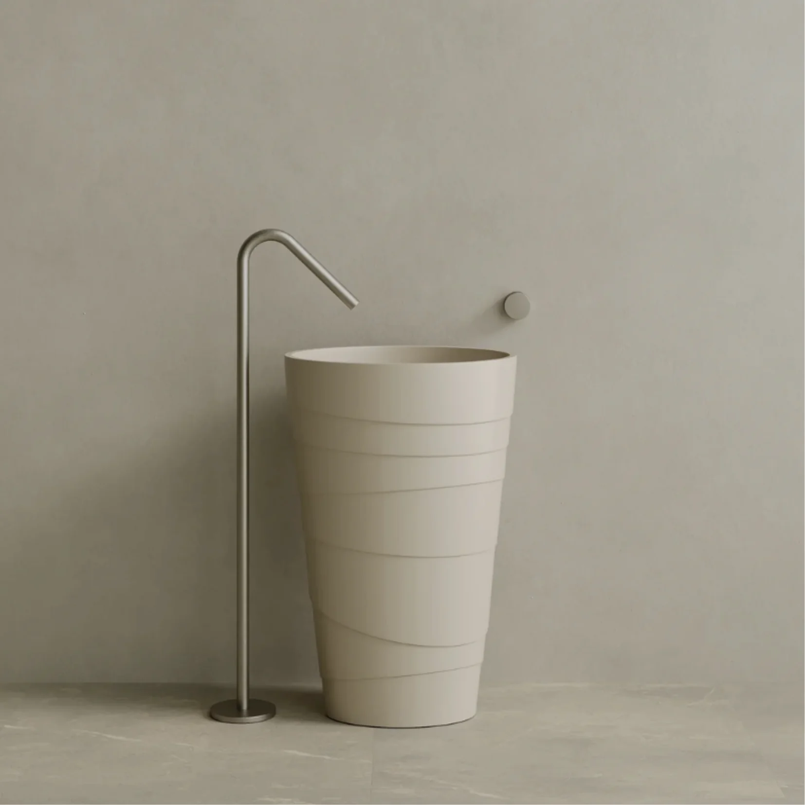 ELEMENTO BATH | 16" x 35" SOLID SURFACE STON RESIN ROUND PEDESTAL SINK | $1,443.40 - $1,516.90 - Image 2