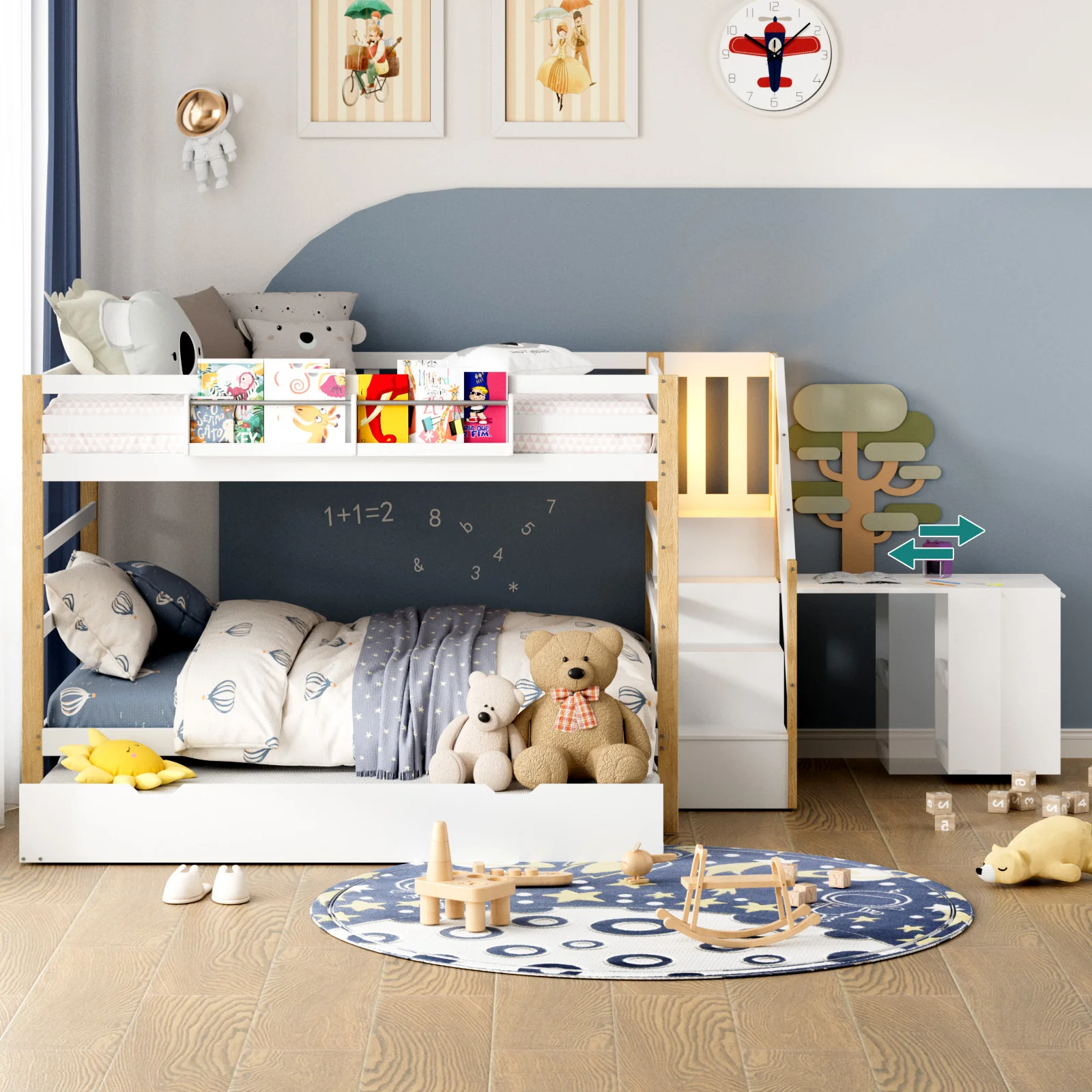 Advwin Bunk Bed with Trundle and Storage Stairs - Image 3