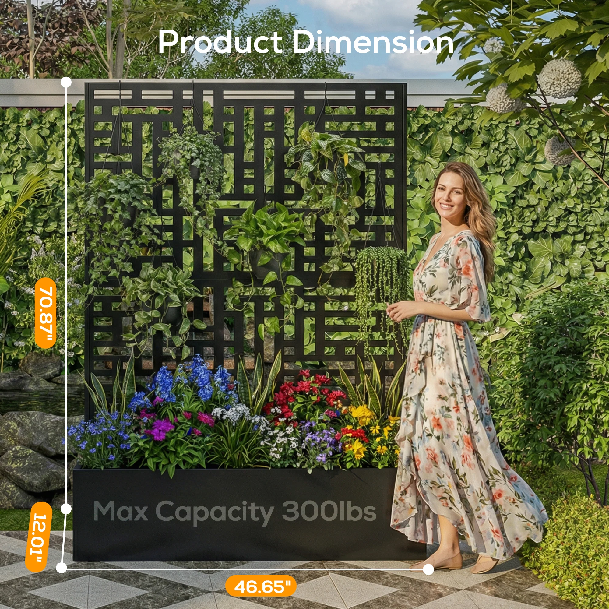 Advwin Metal Planter Box w/ Trellis Privacy Screen - Image 3