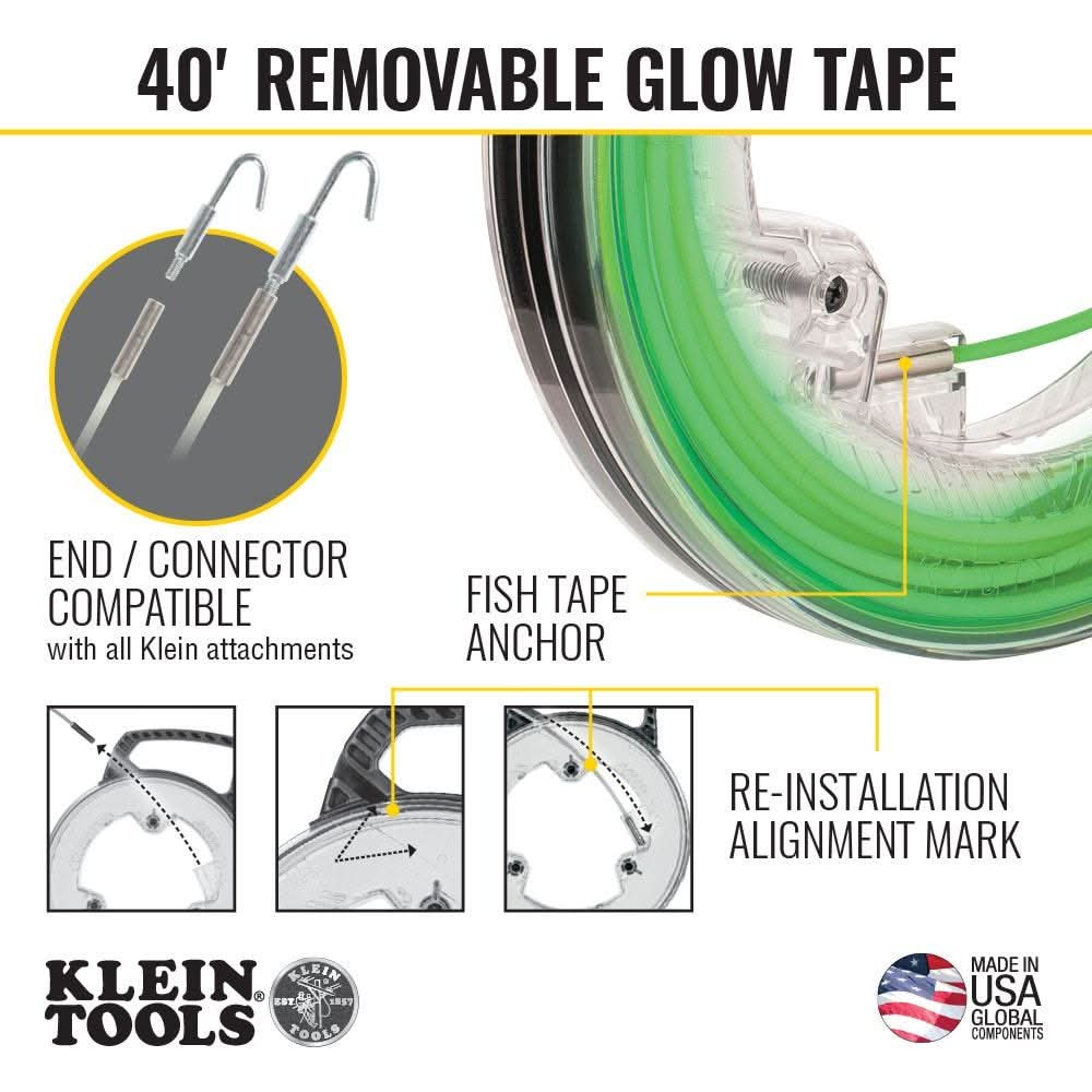 Klein Tools 50660 Glow in the Dark Fish Tape, 40 ft. - Image 3