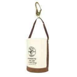 Klein Tools 5104OCTO Canvas Bucket, Leather Bottom, Connection Points, 12-Inch - Image 1