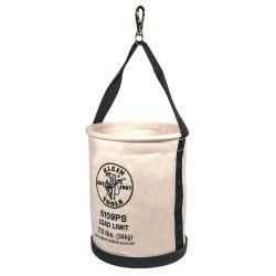 Klein Tools 5109PS Canvas Bucket, Wide Straight-Wall with Pocket, Swivel Snap, 12-Inch