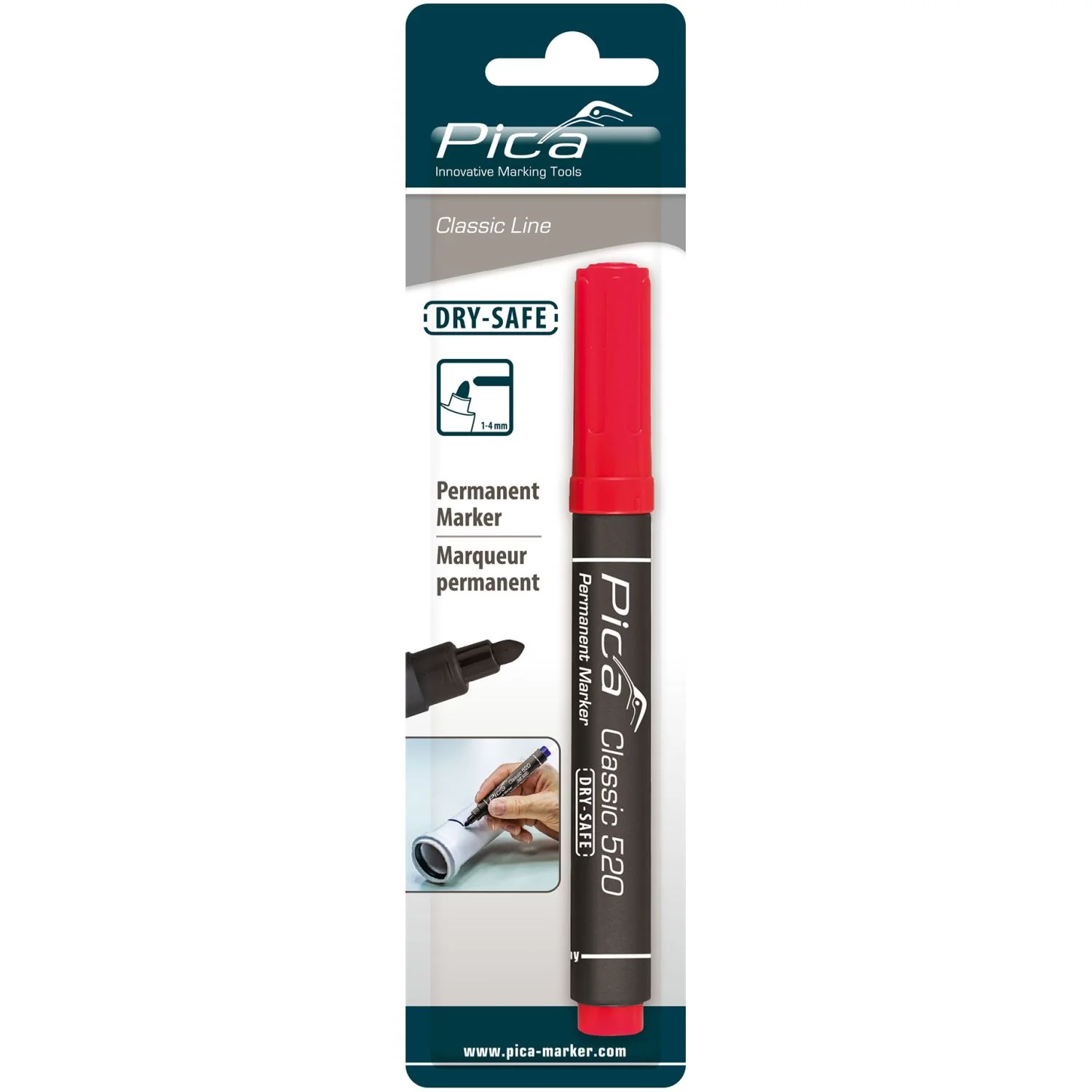 Pica 520/40 Red Permanent Marker, 1-Pack - Image 1