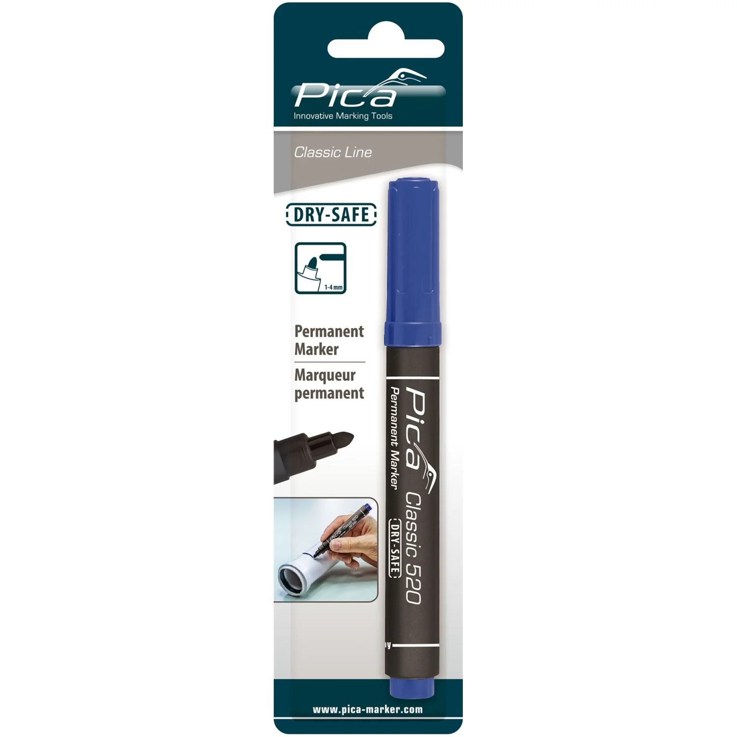Pica 520/41/SB Blue Permanent Marker, 1-Pack - Image 1