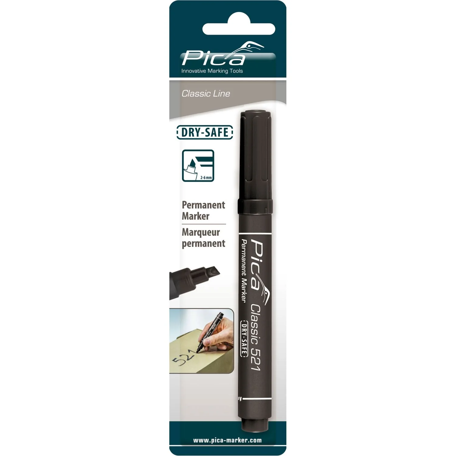 Pica 521/46/SB Classic Permanent Marker With Chisel Tip Black, 1-Pack