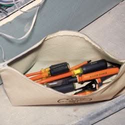 Klein Tools 5539LNAT Zipper Bag, Large Canvas Tool Pouch, 18-Inch, Natural - Image 3
