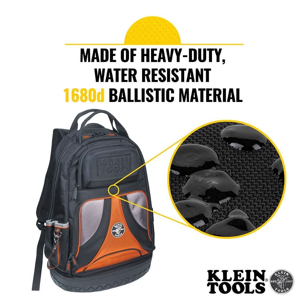 Klein 55421BP14 Tradesman Pro Tool Bag Backpack, 39 Pockets, Black, 14-Inch - Image 2