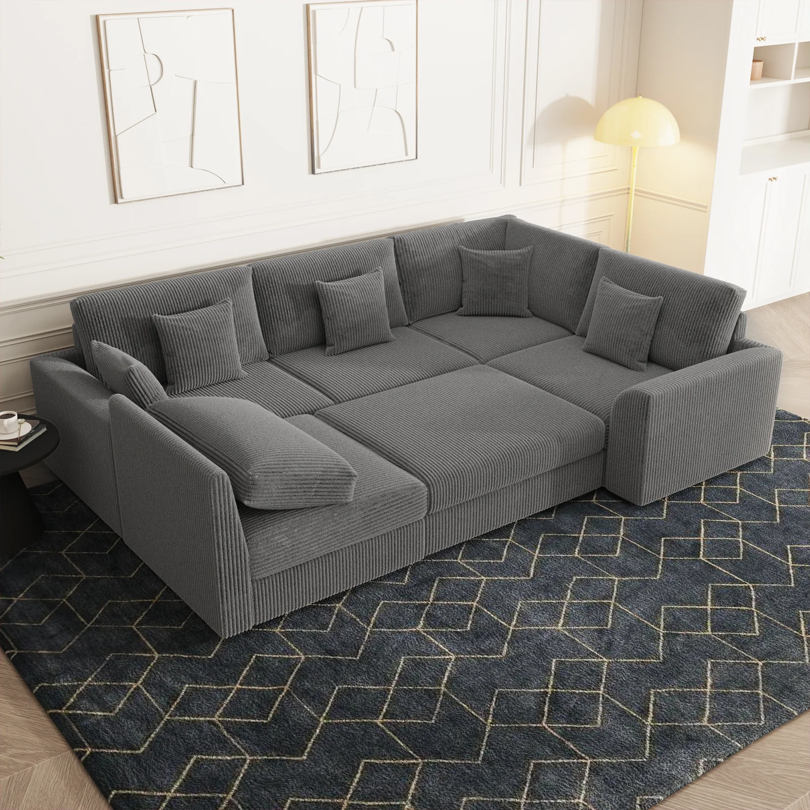 Advwin 6 Seat Oversized Modular Sectional Sofa Grey - Image 2