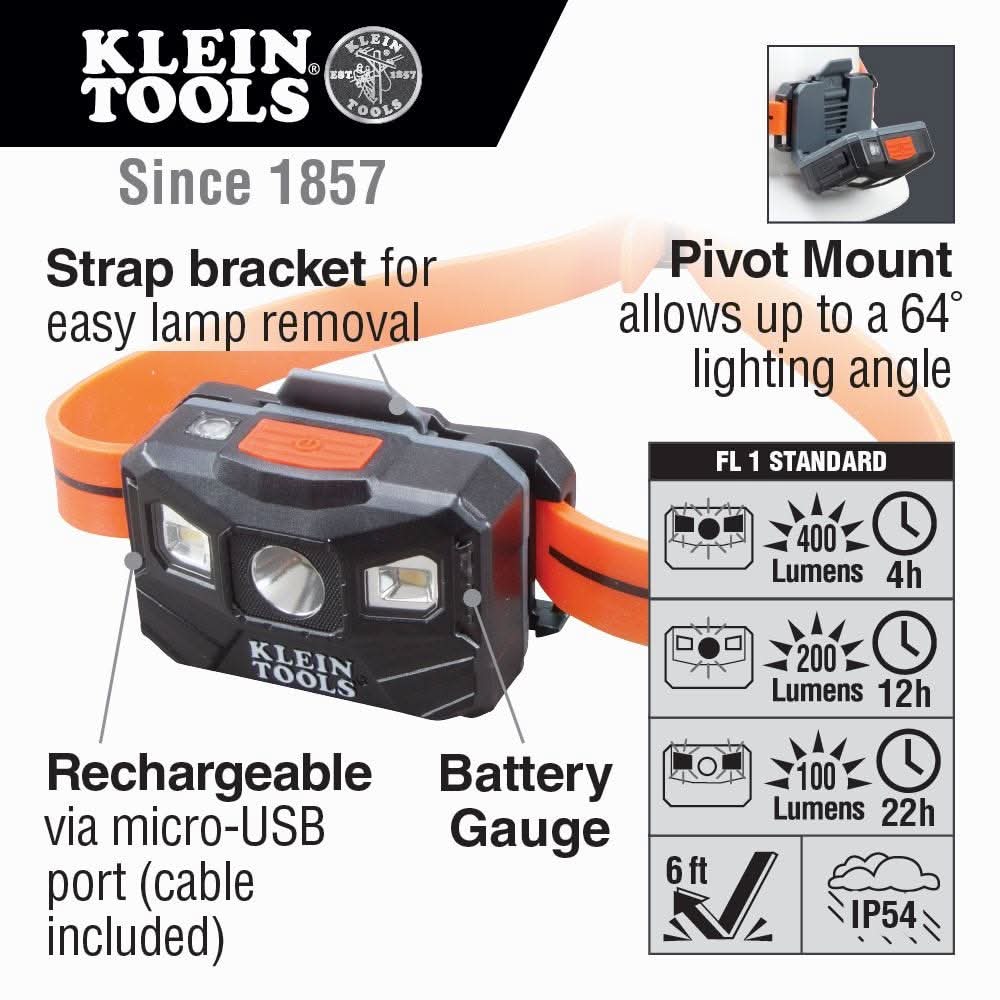Klein Tools 56064 Rechargeable Headlamp with Silicone Strap - Image 2
