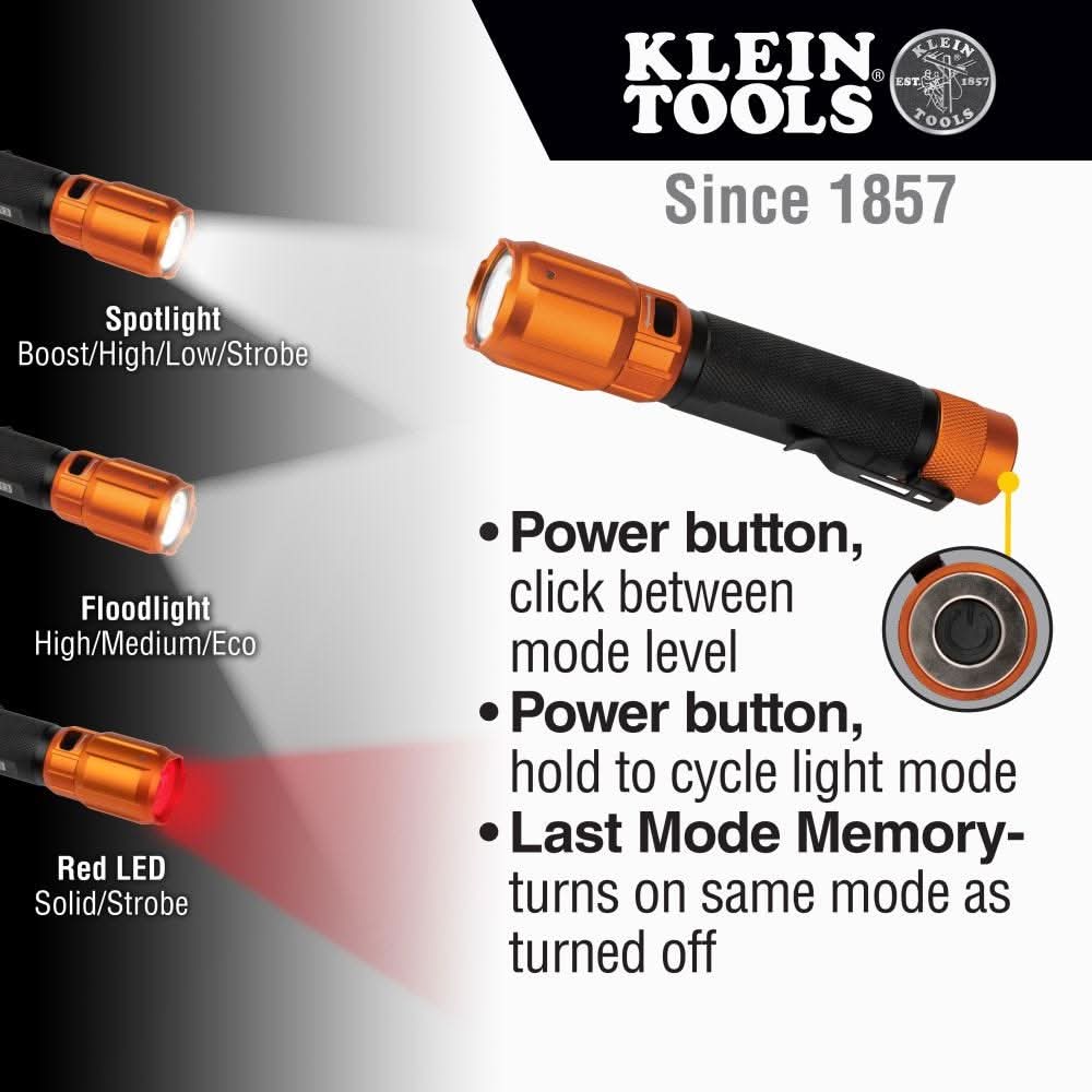 Klein Tools 56413 Rechargeable 2-Color LED Flashlight with Holster - Image 3