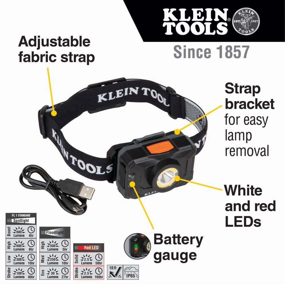 Klein Tools 56414 Rechargeable 2-Color LED Headlamp with Adjustable Strap - Image 2
