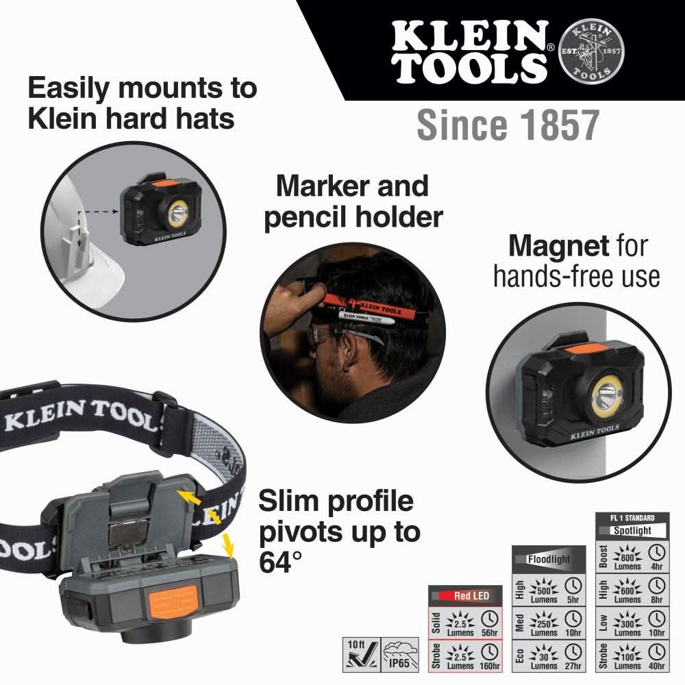 Klein Tools 56414 Rechargeable 2-Color LED Headlamp with Adjustable Strap - Image 3