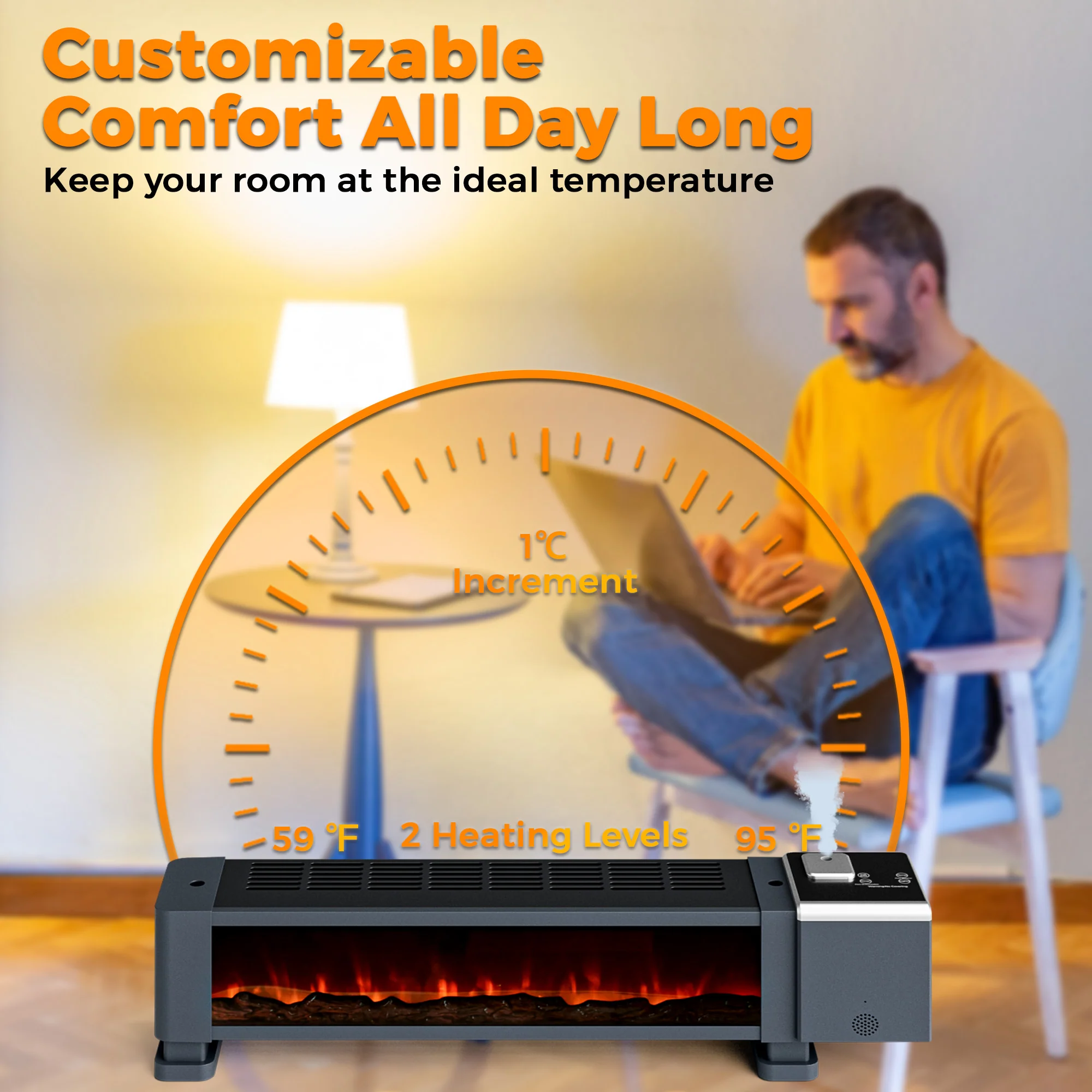 Advwin 1800W Electric Baseboard Heater - Image 3