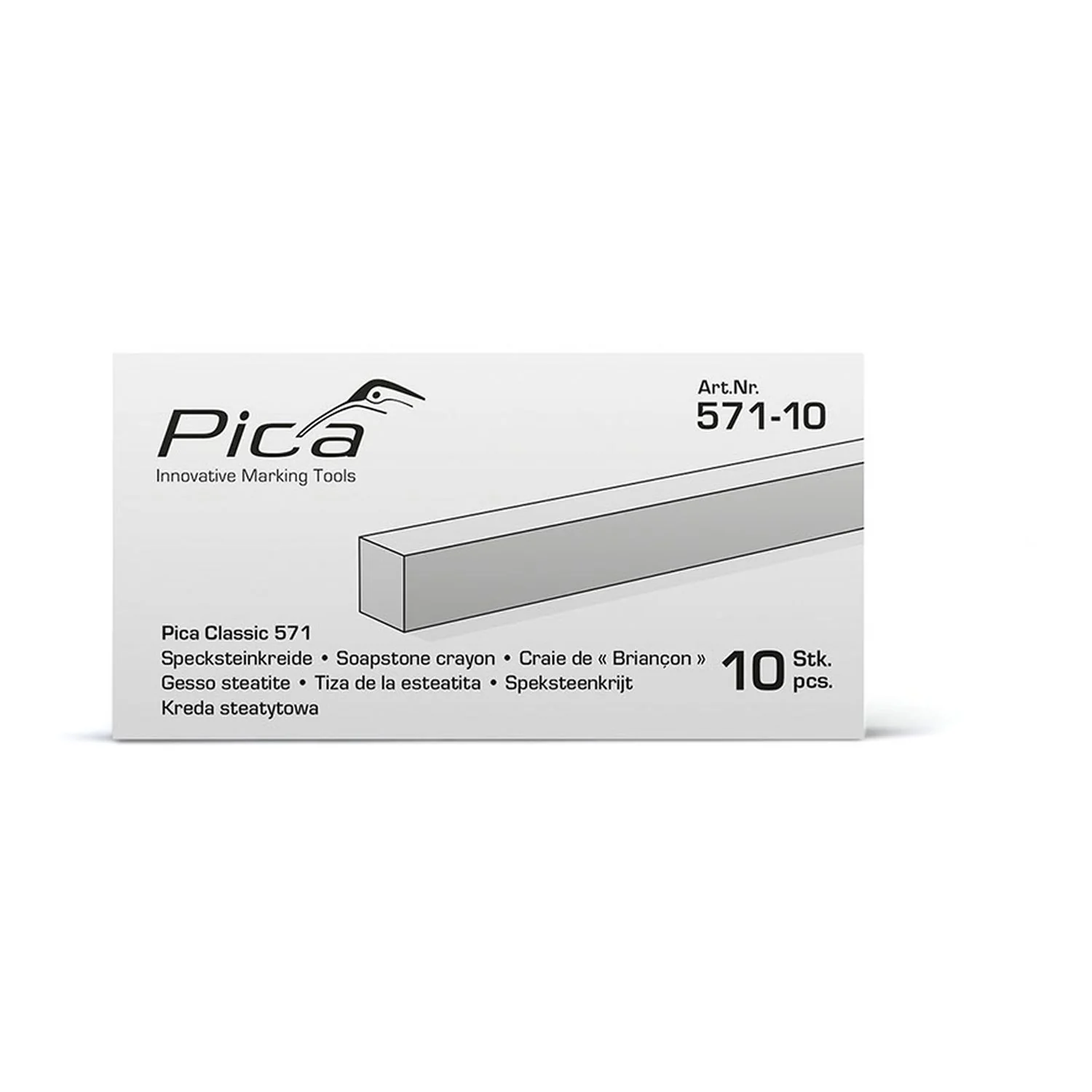 Pica 571-10 White Soapstone Chalk, 10-Pack - Image 1
