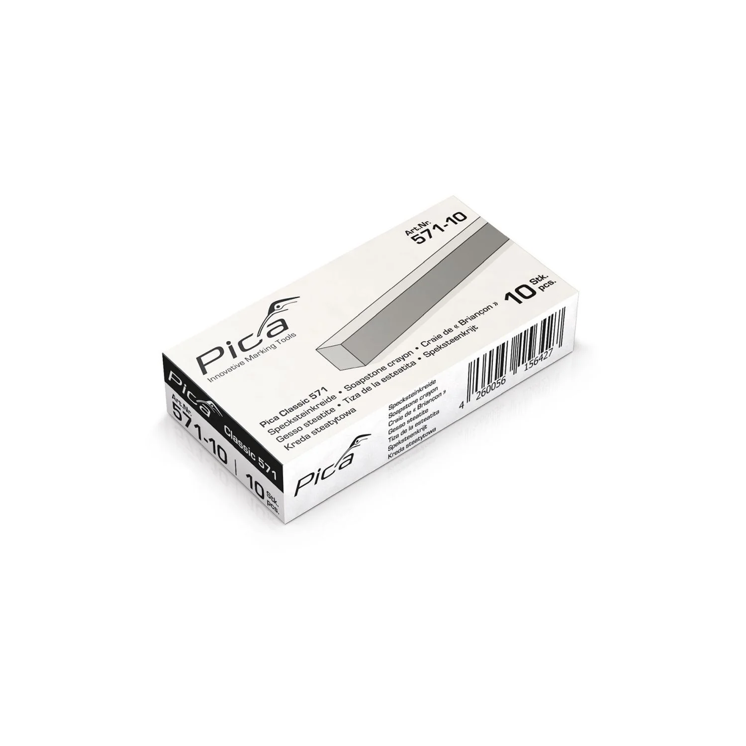 Pica 571-10 White Soapstone Chalk, 10-Pack - Image 2