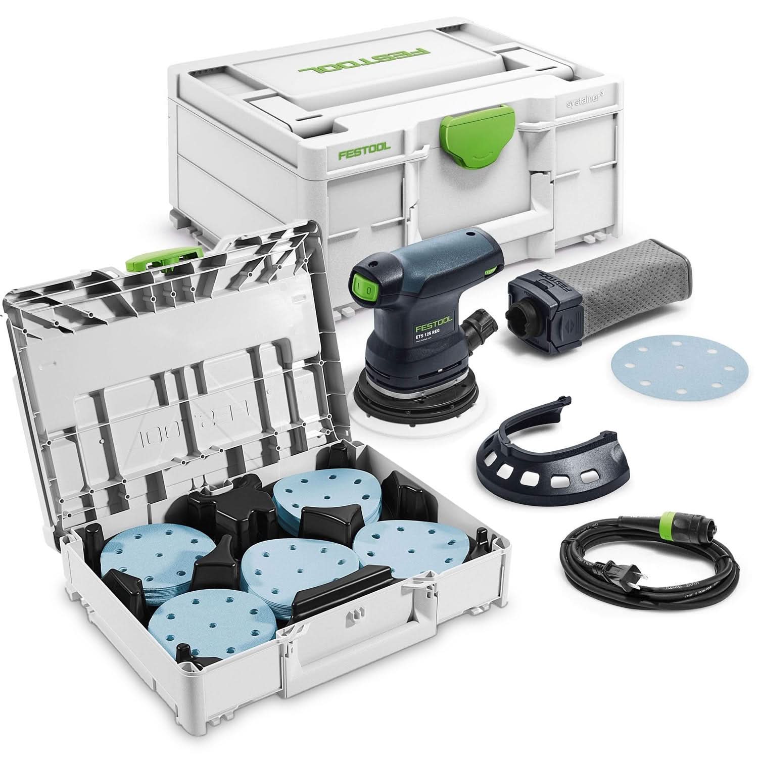 Festool ETS 125 REQ-Plus 125mm (5″) Random Orbital Sander Set w/ Granat Abrasive Value Set Systainer
