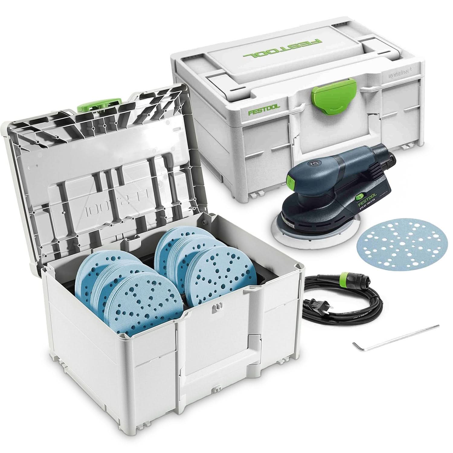 Festool ETS EC 150/3 EQ 150mm (6") Compact Finish Sander Set w/ Granat Abrasive Value Set Systainer - Image 1