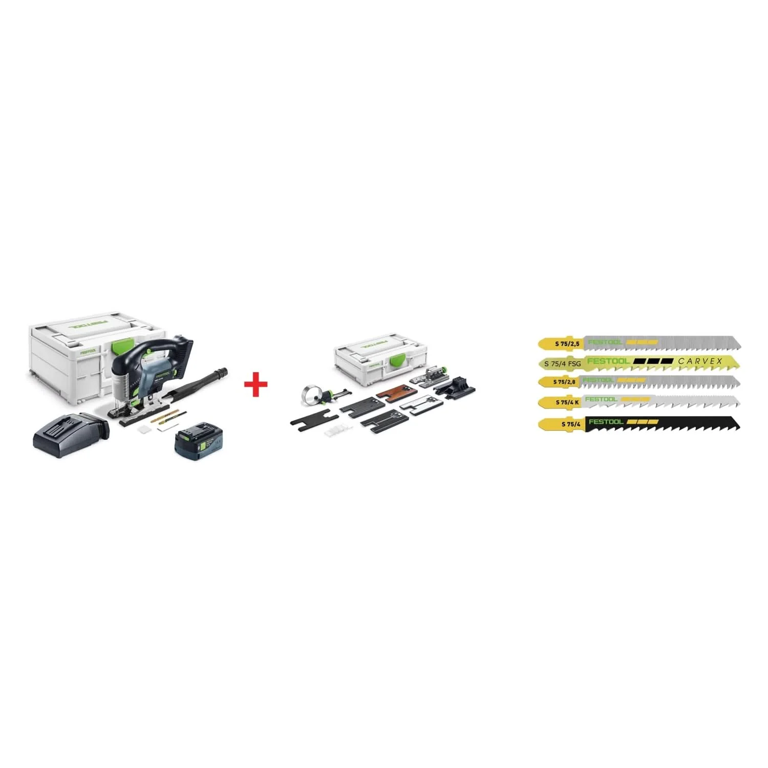 Festool PSBC 420 EB Carvex Jigsaw 4.0Ah Systainer3 Kit with Imperial Accessory Kit & 25-Piece Blade Assortment - Image 1