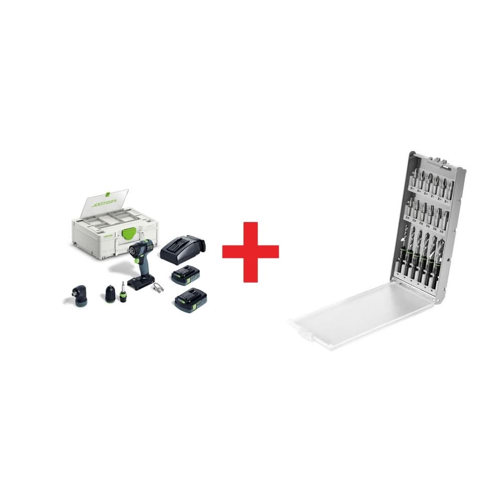 Festool TXS 18 SET HPC 4.0Ah Drill Kit with BKS SYS3 D3-8 K CE/W F 18-Piece Drill & Driver Bit Cassette - Image 1