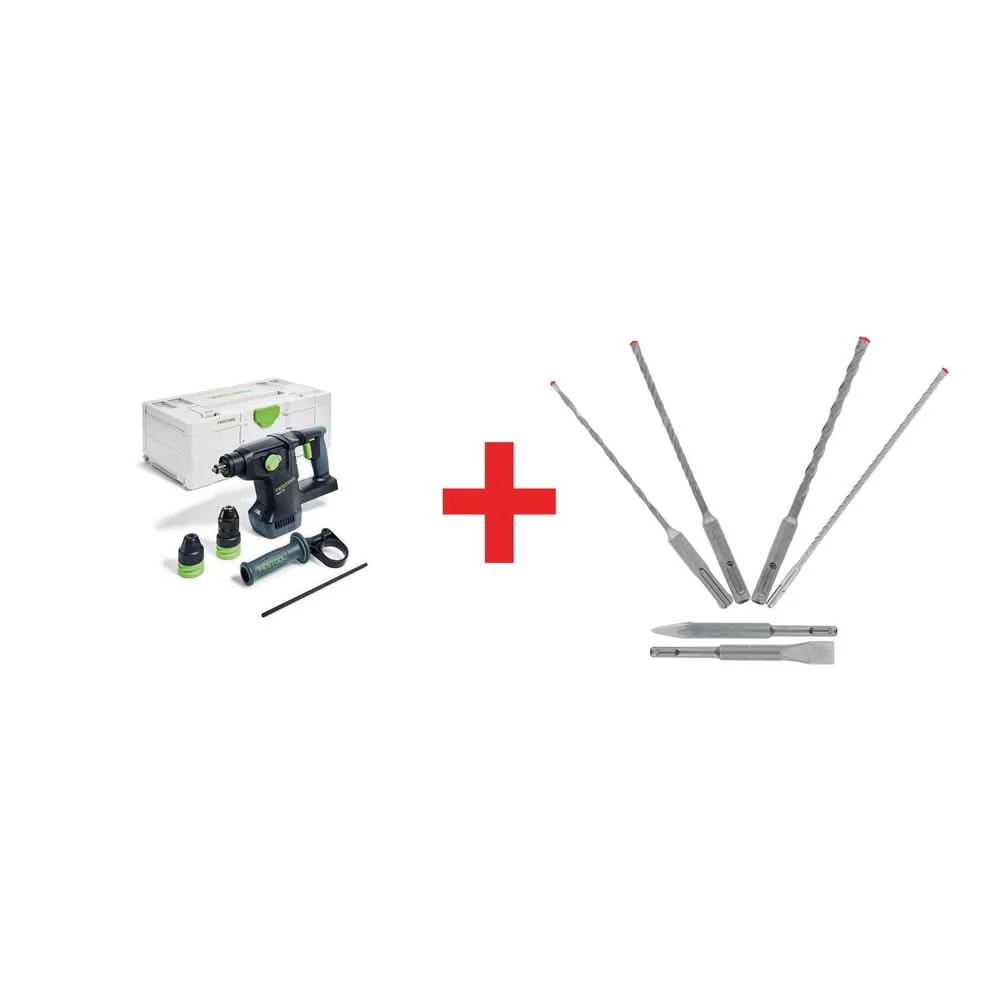 Festool KHC 18 EB-Basic Rotary Hammer, Tool Only w/ SYS3 L 187 Systainer plus Diablo 6-Piece SDS-Plus Rebar Demon Bit Set - Image 1