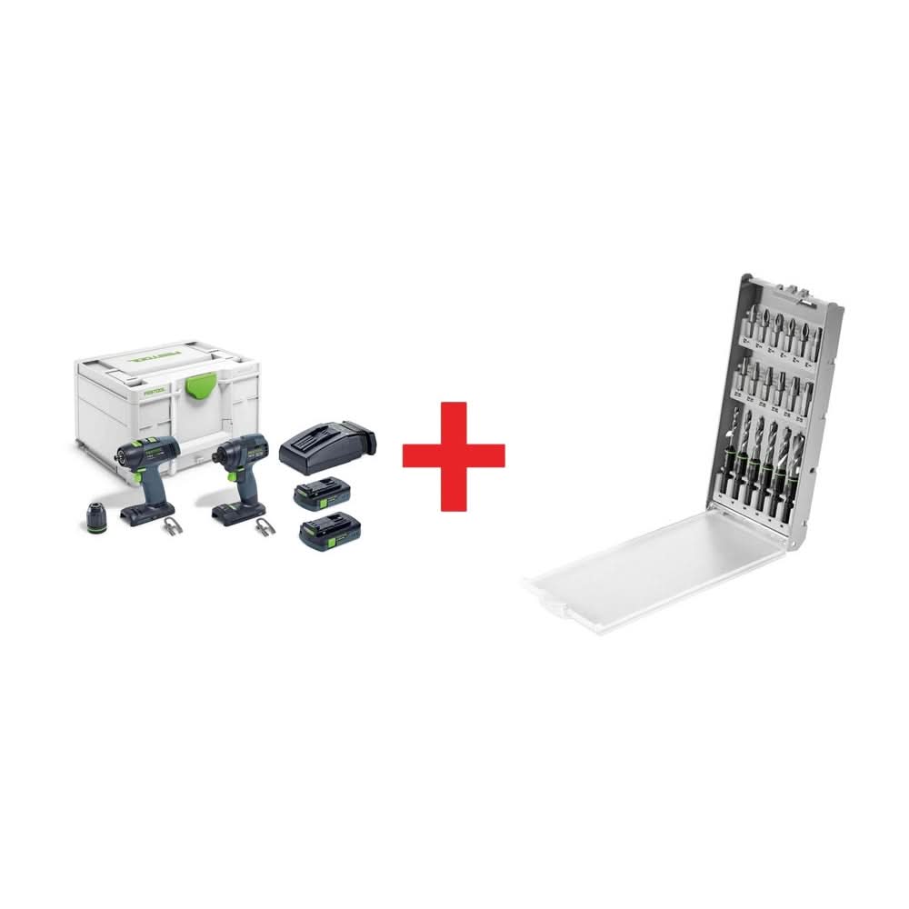 Festool TID 18 Impact Driver + T 18 Drill Driver Combo Kit with BKS SYS3 D3-8 K CE/W F 18-Piece Bit Cassette - Image 1