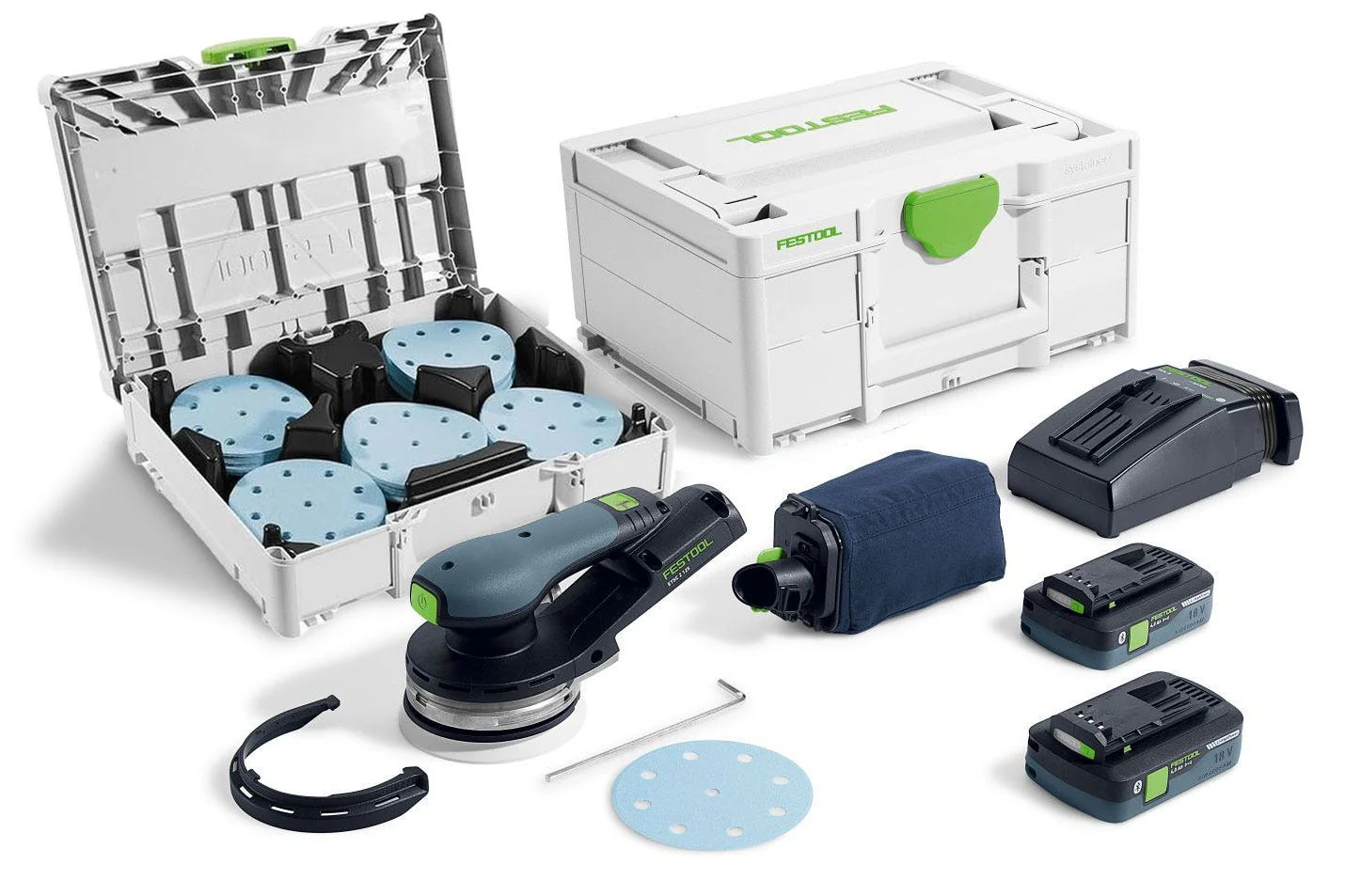 Festool Cordless 18V ETSC 2 125mm (5-in.) Sander Kit w/ 100-Piece GRANAT Abrasive Systainer Set