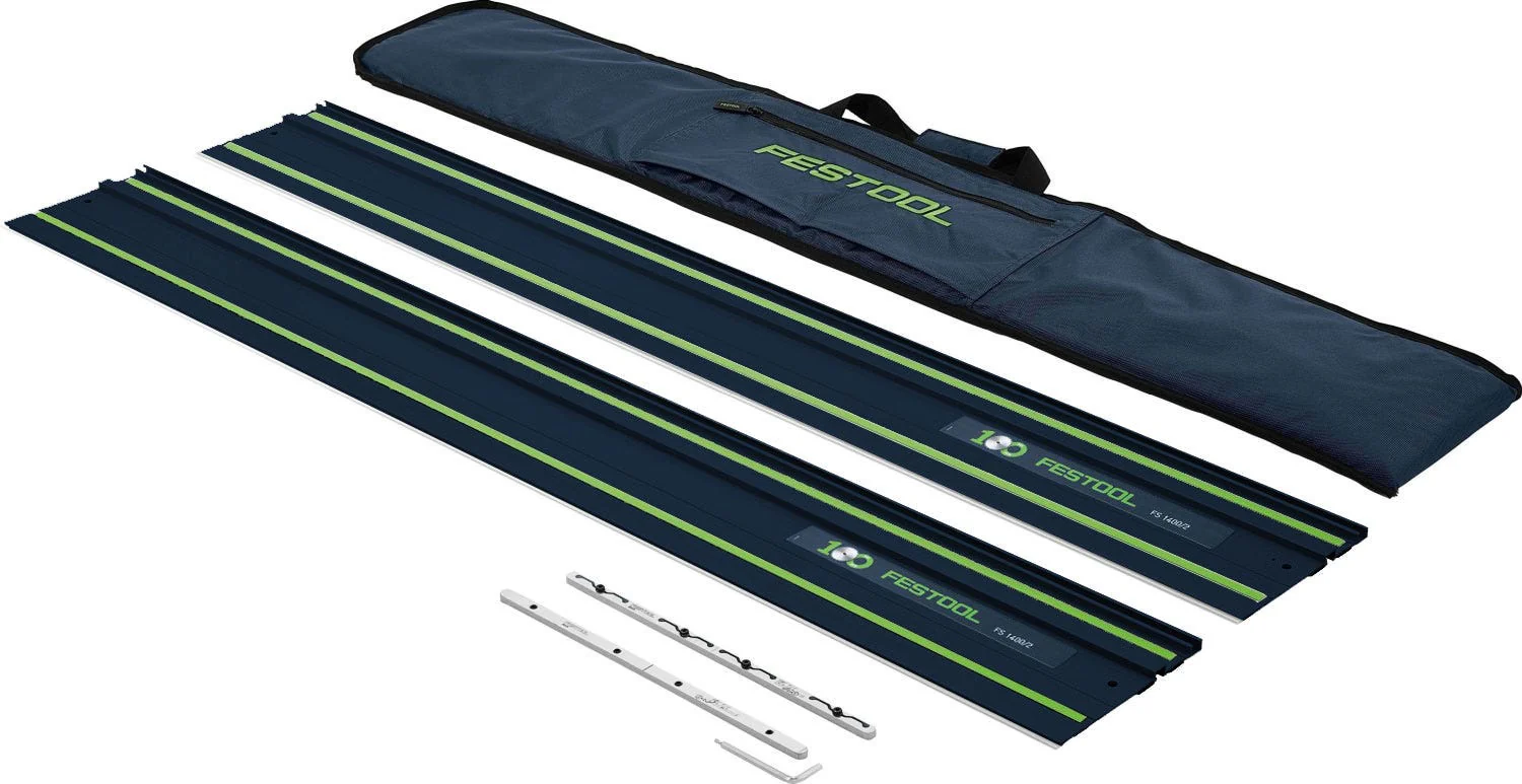 Festool Limited Edition Blue 55″ Guide Rail 2-Pack w/ Rail Connectors and Tote Bag