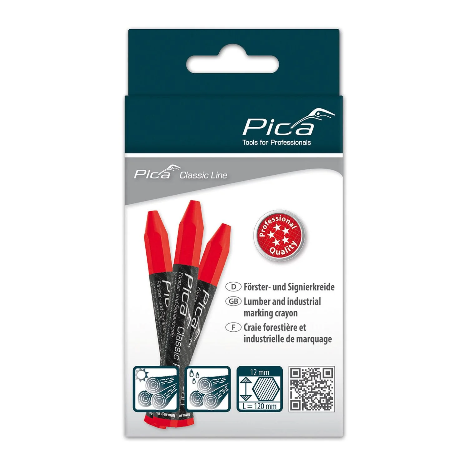 Pica 590/40 Chalk Classic Pro Red, 12-Pack - Image 1