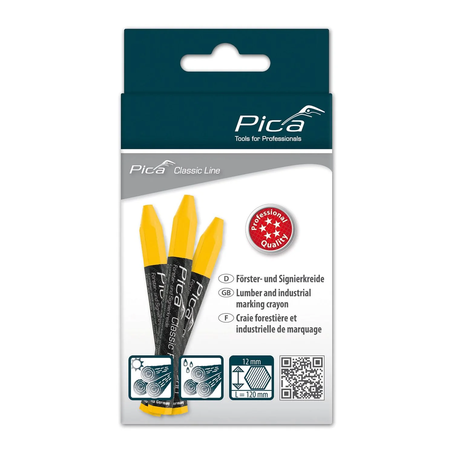 Pica 590/44 Chalk Classic Pro Yellow, 12-Pack - Image 2