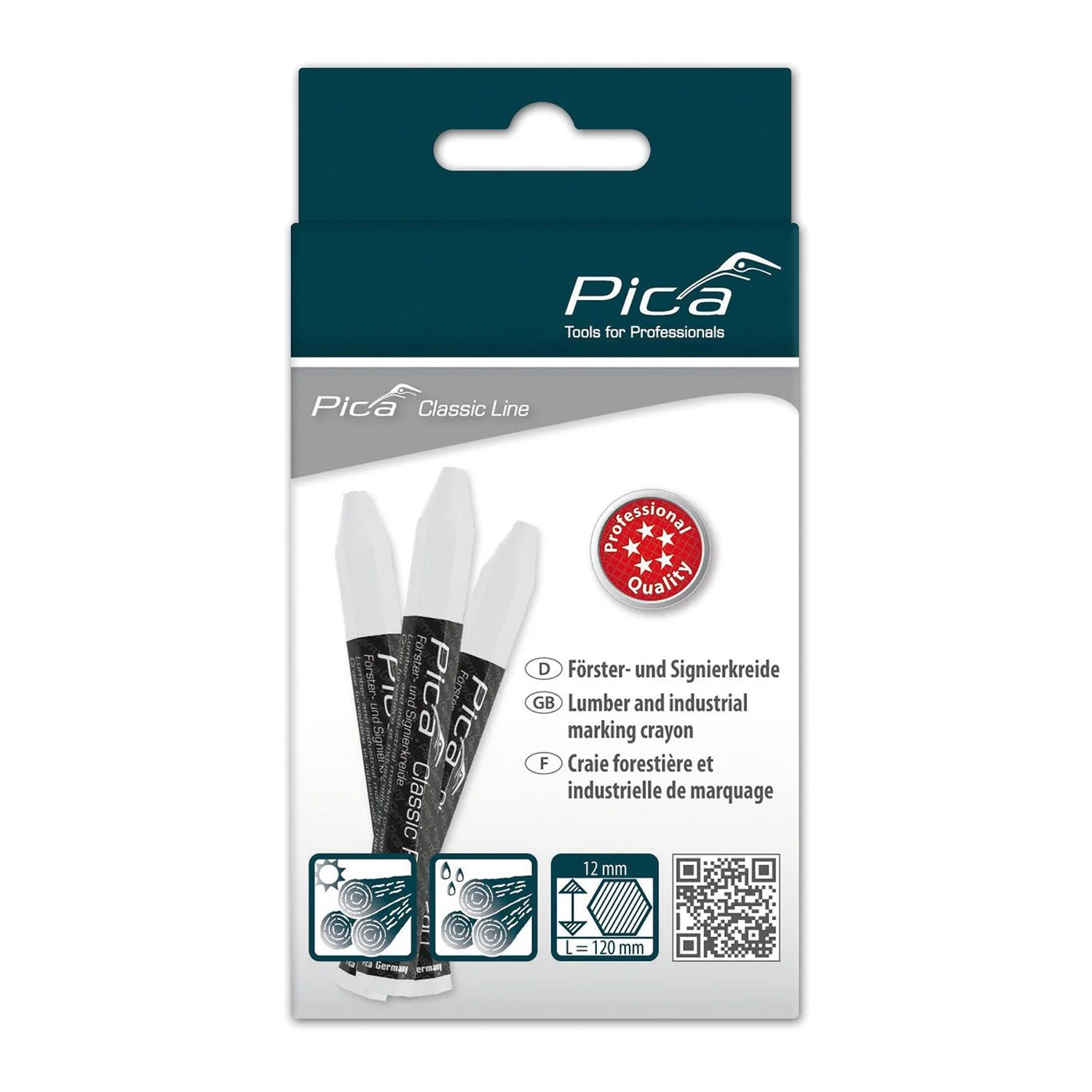 Pica 590/52 Chalk Classic Pro White, 12-Pack - Image 2