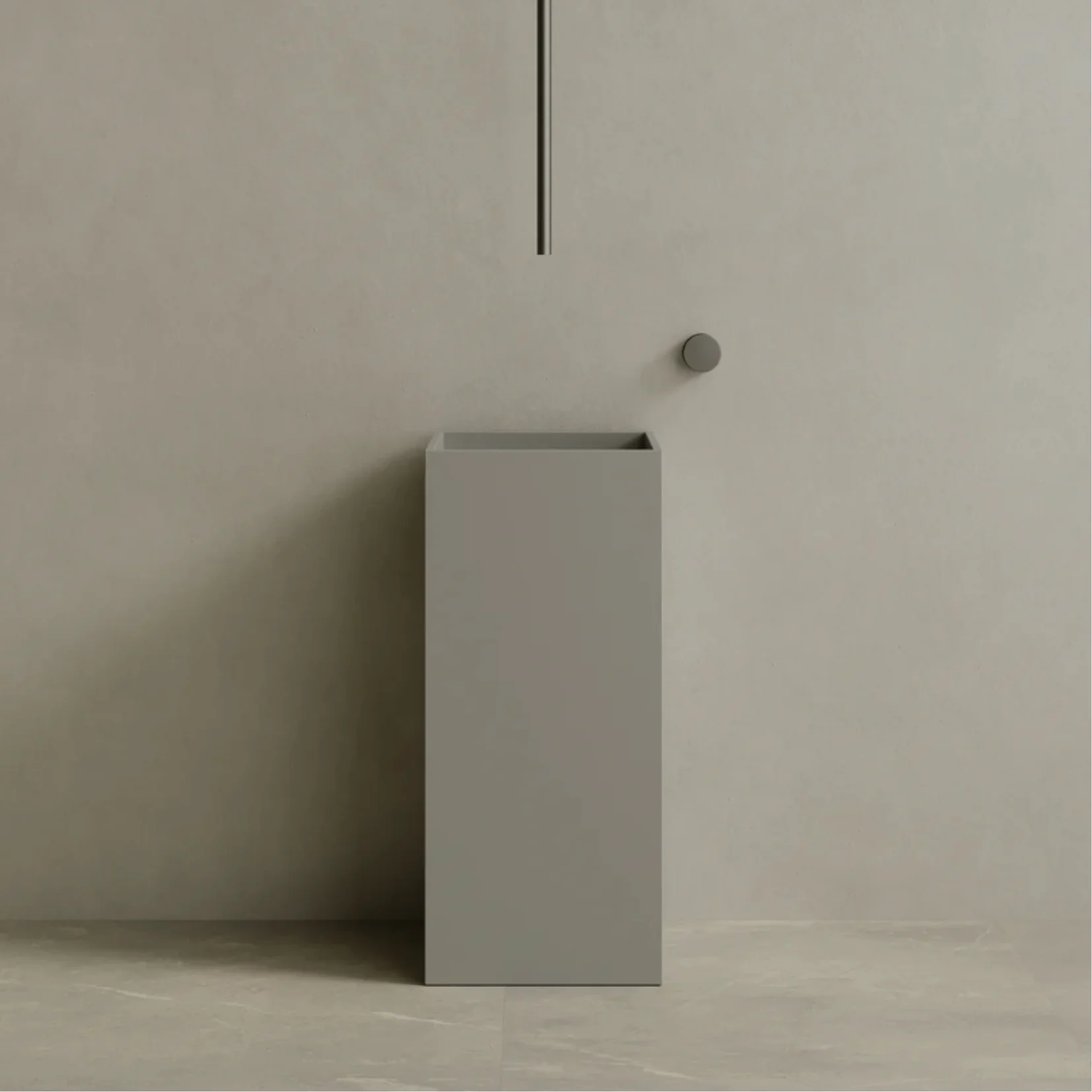 ELEMENTO BATH | 16” x 35” SQUARE SOLID SURFACE STON RESIN PEDESTAL SINK | $1,511.80 - $1,609.90 - Image 3