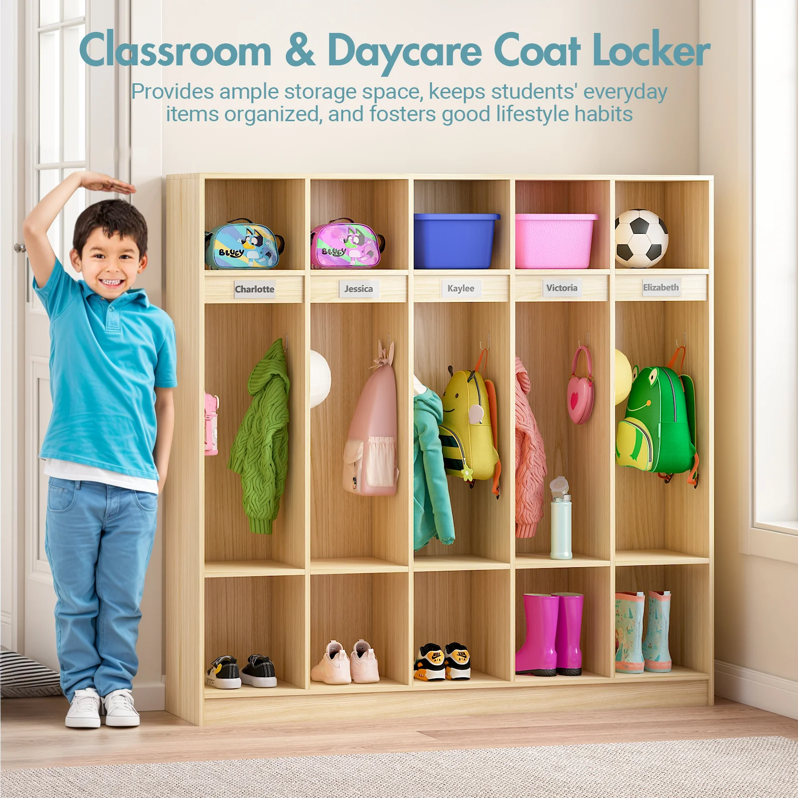 Advwin 5-Section Classroom Locker w/10 Cubbies - Image 3