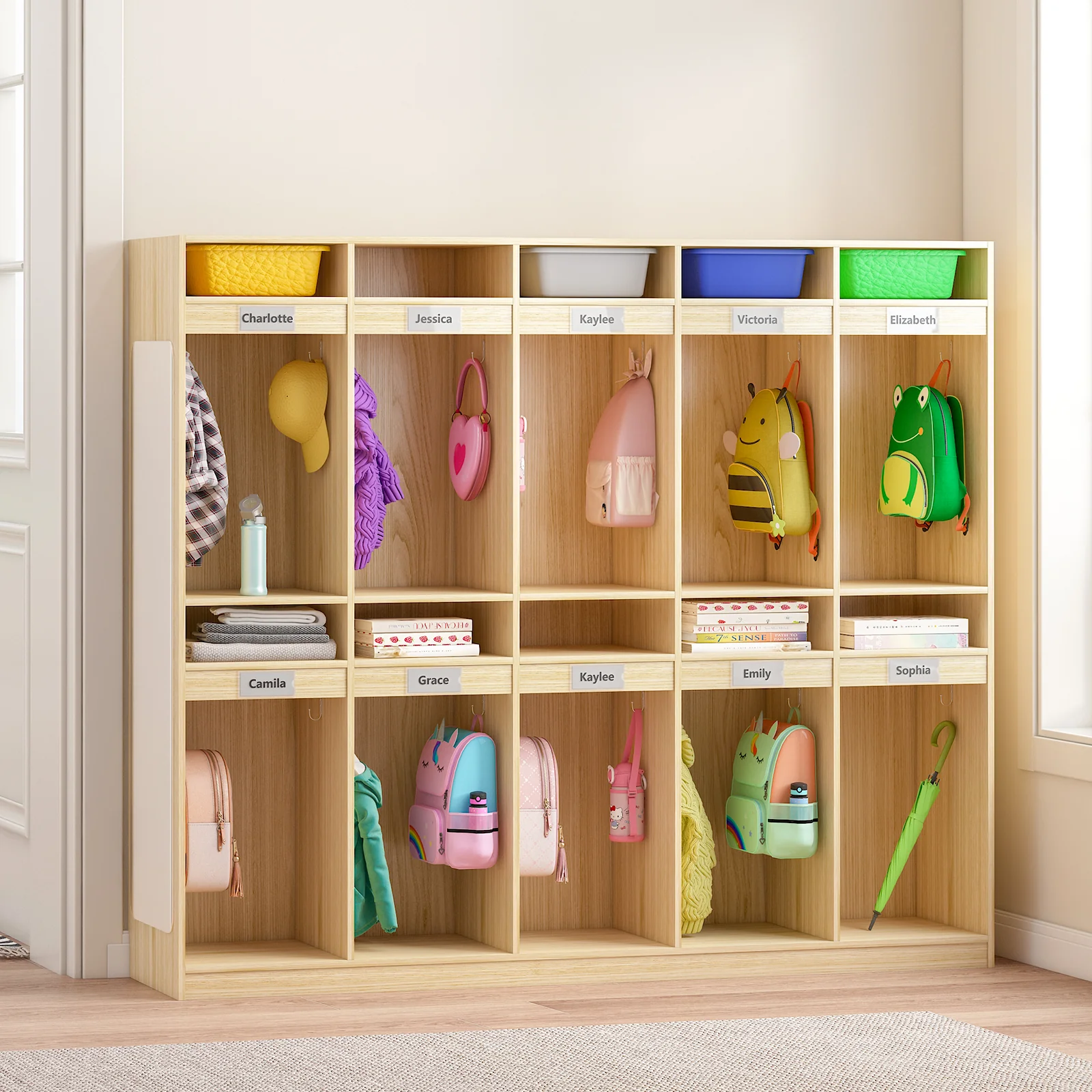 Advwin 10-Section Classroom Coat Locker w/ 10 Cubbies