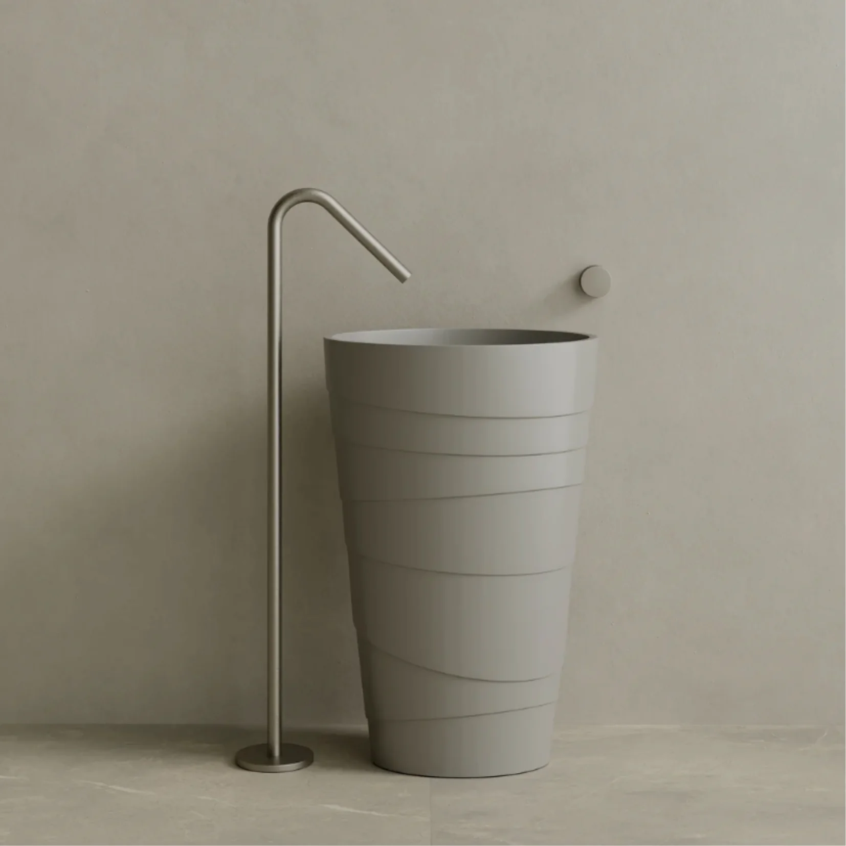ELEMENTO BATH | 16" x 35" SOLID SURFACE STON RESIN ROUND PEDESTAL SINK | $1,443.40 - $1,516.90 - Image 3