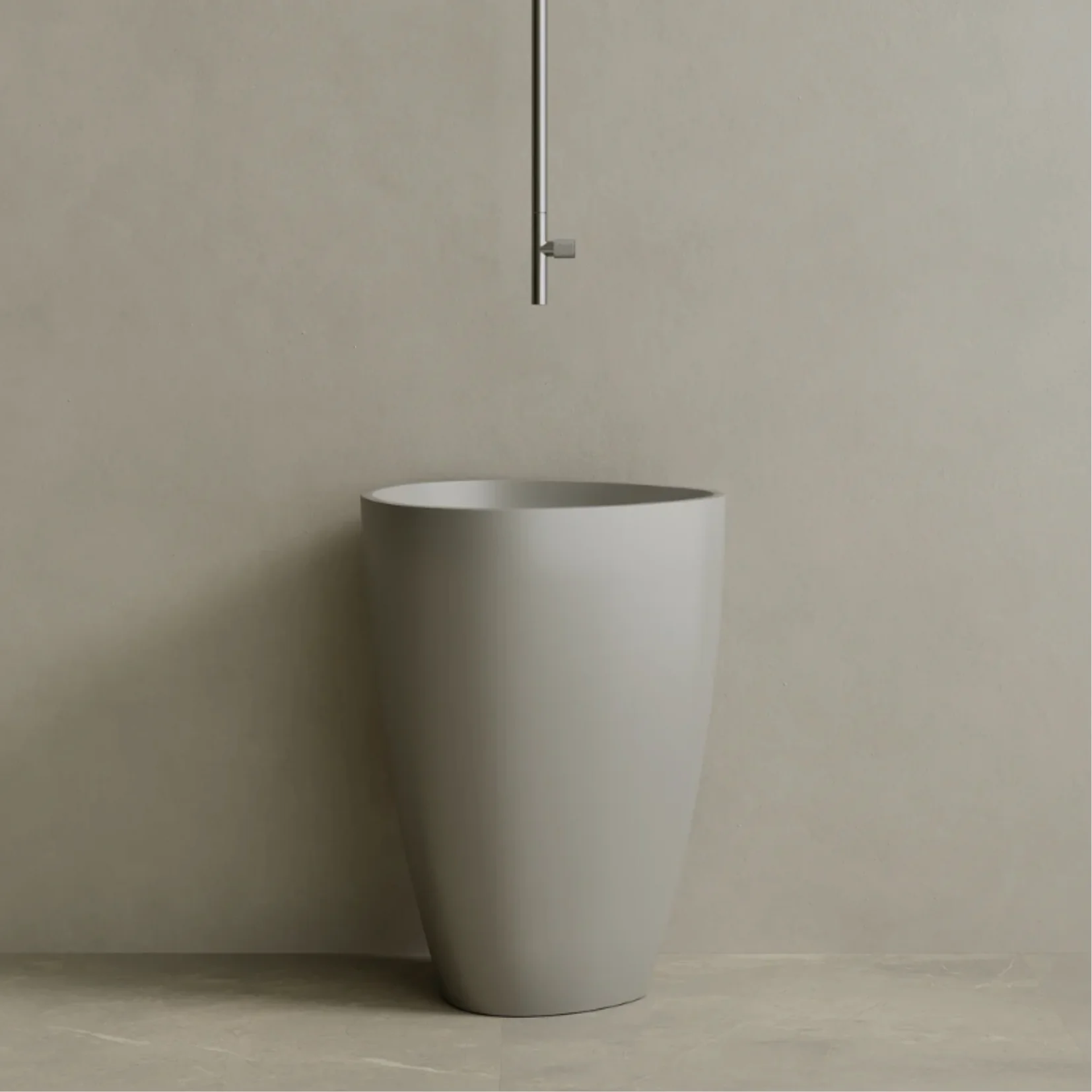 ELEMENTO BATH | 18" x 33" SOLID SURFACE STONE RESIN ROUND PEDESTAL SINK | $1,478.50 - $1,556.20 - Image 3