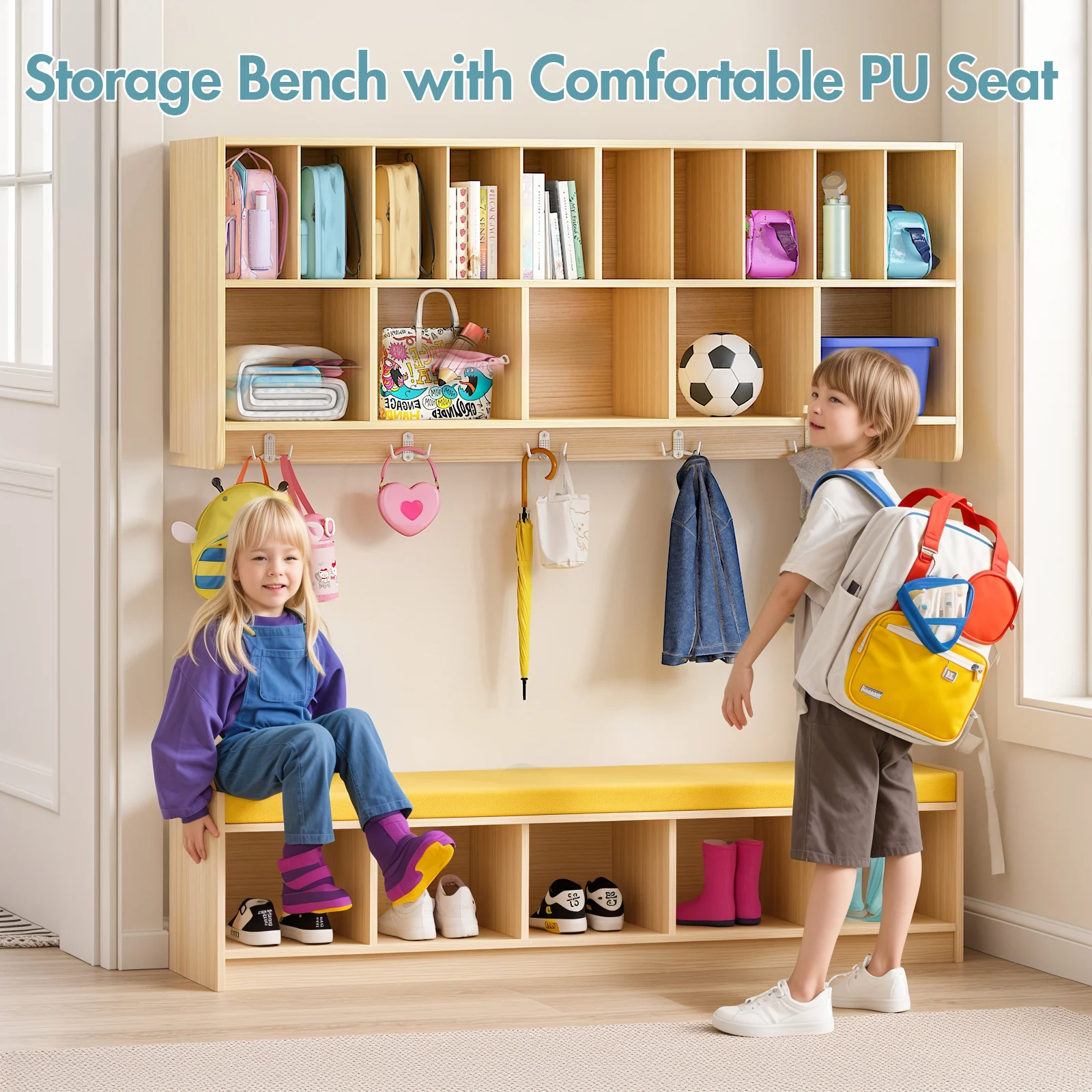 Advwin Wall-Mounted Diaper Storage w/Bench - Image 3