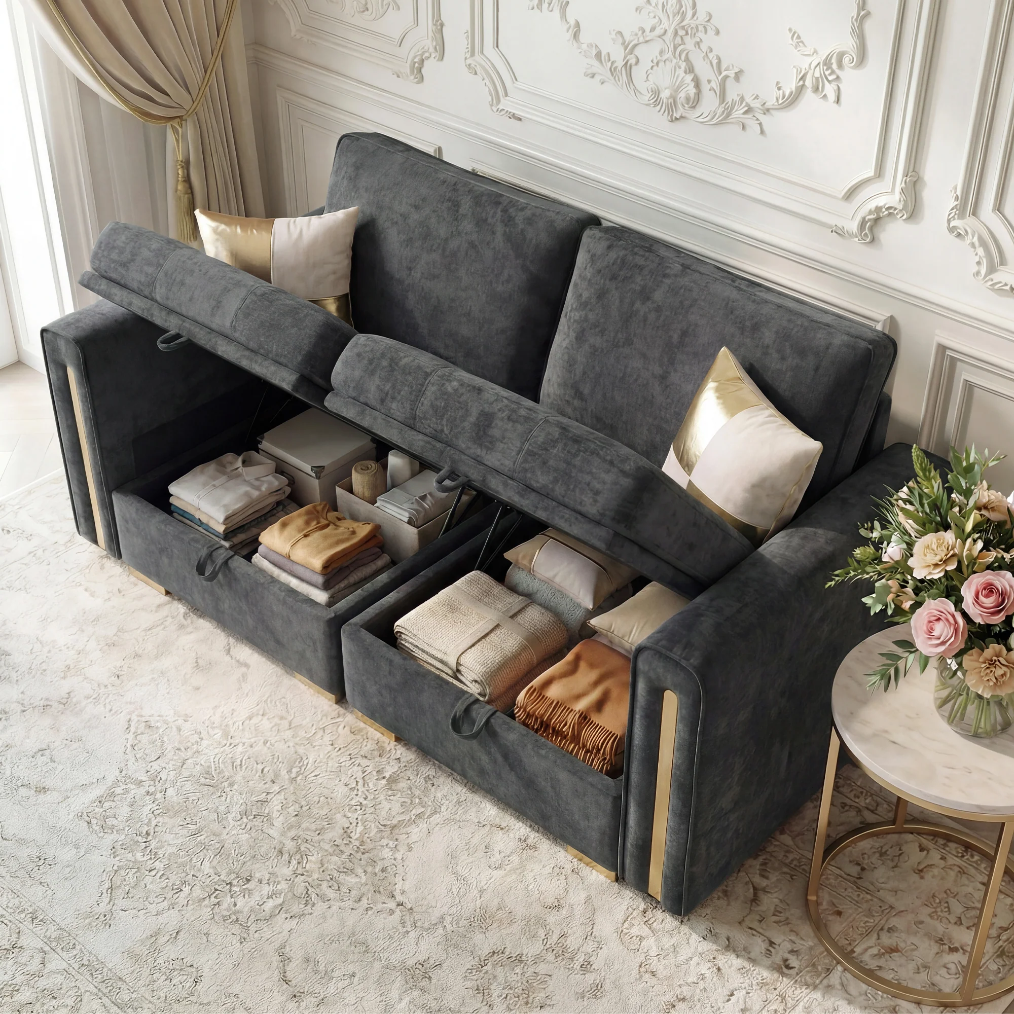 Advwin Oversized Modular Chenille Sofa with Storage - Image 2