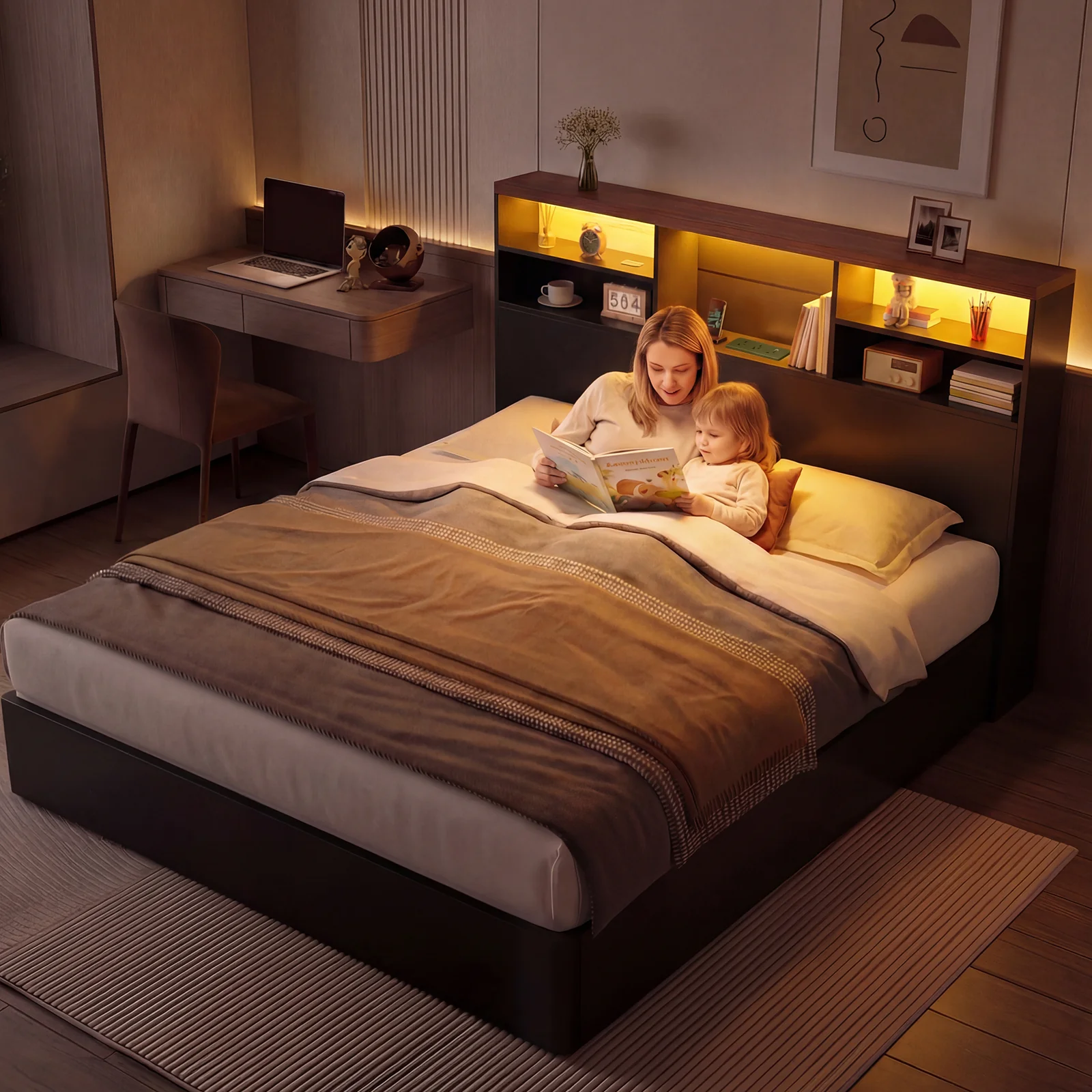 Advwin 63" Headboard w/ Extendable Storage Racks - Image 3