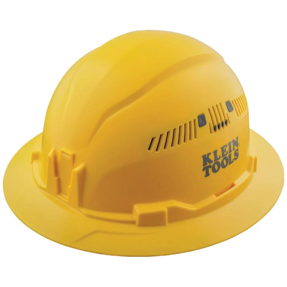 Klein 60262 Hard Hat, Vented, Full Brim Style, Yellow - Image 1