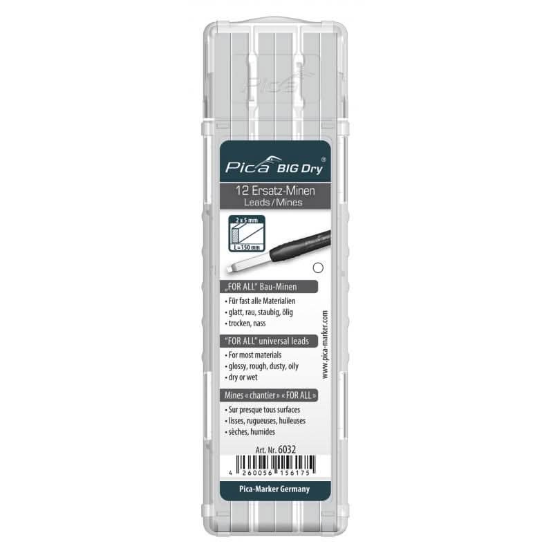 Pica 6032 BIG Dry Universal Lead Refill, White (12-Pack)