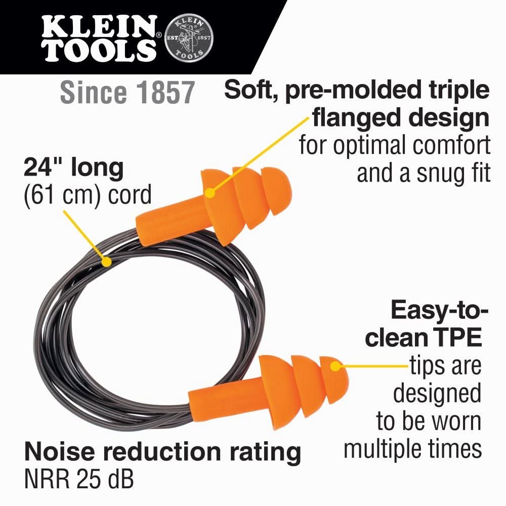 Klein Tools 6050350 Corded Earplugs, 50-Pair Dispenser Pack - Image 2