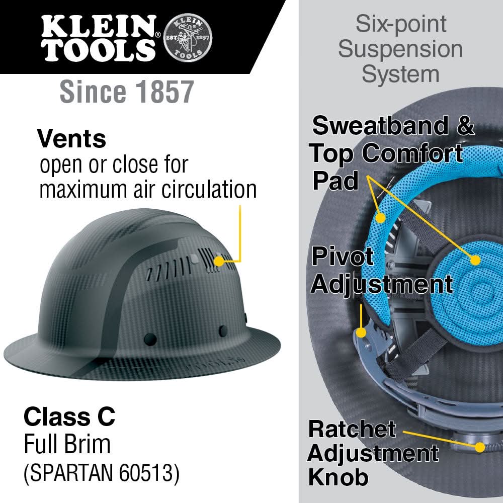 Klein Tools 60513 Klein Carbon Fiber Full Brim Hard Hat, Spartan - Image 2
