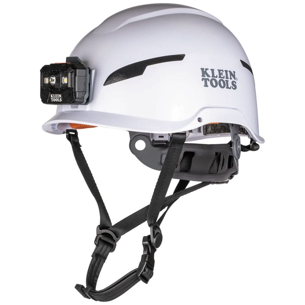 Klein Tools 60525 Safety Helmet, Type-2, Non-Vented Class E, with Rechargeable Headlamp - Image 1