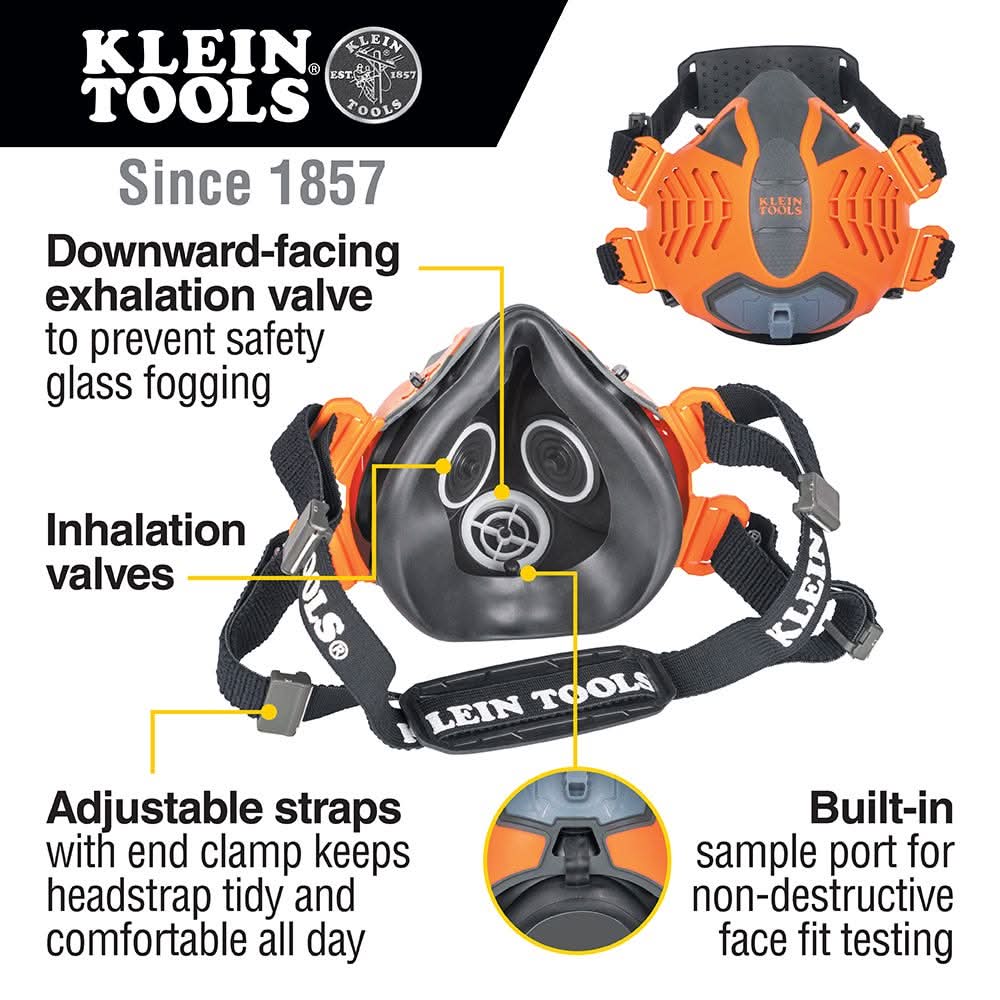 Klein Tools 60553 P100 Half-Mask Respirator, S/M - Image 2