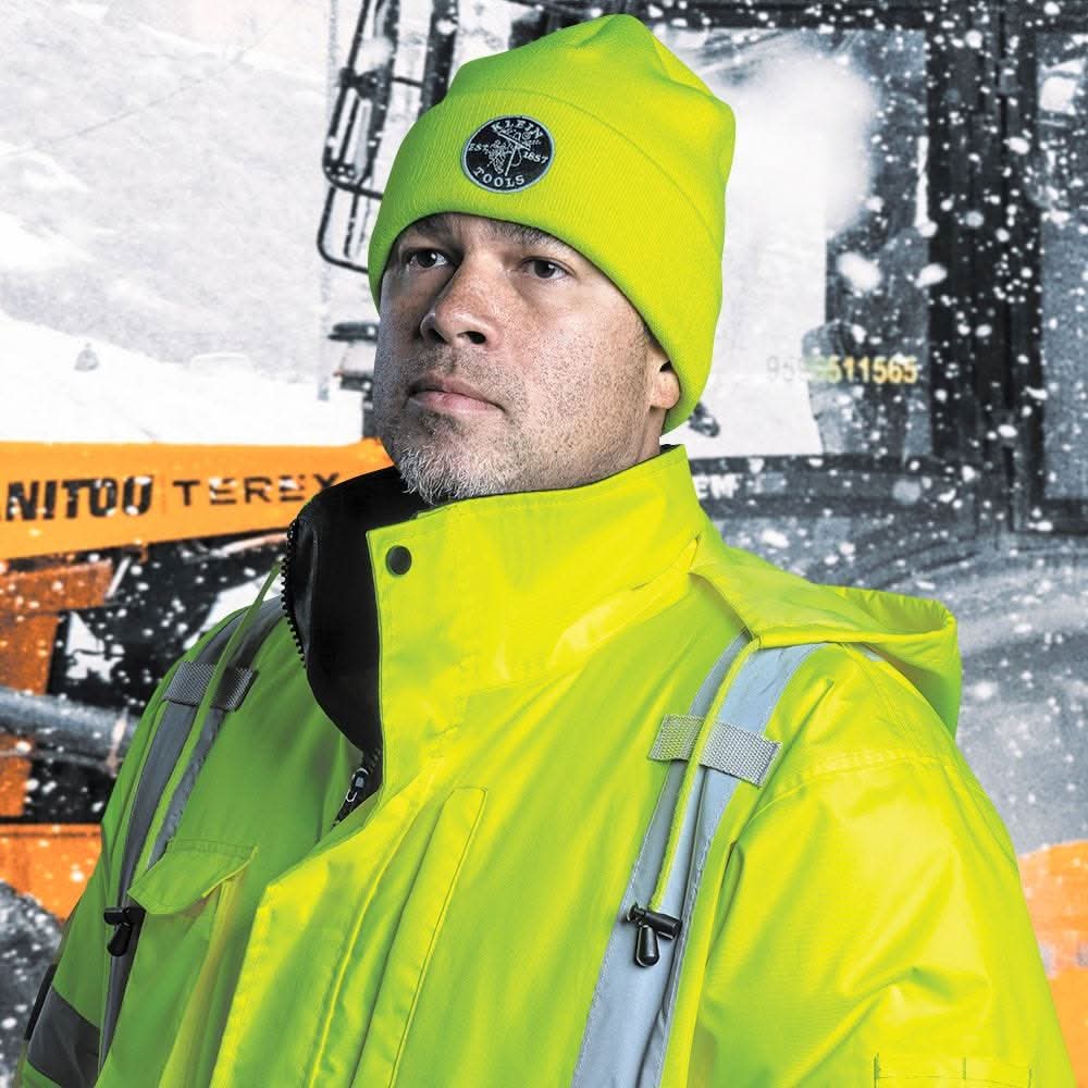 Klein Tools 60568 Heavy Knit Hat, High-Visibility Yellow, Patch Logo - Image 3